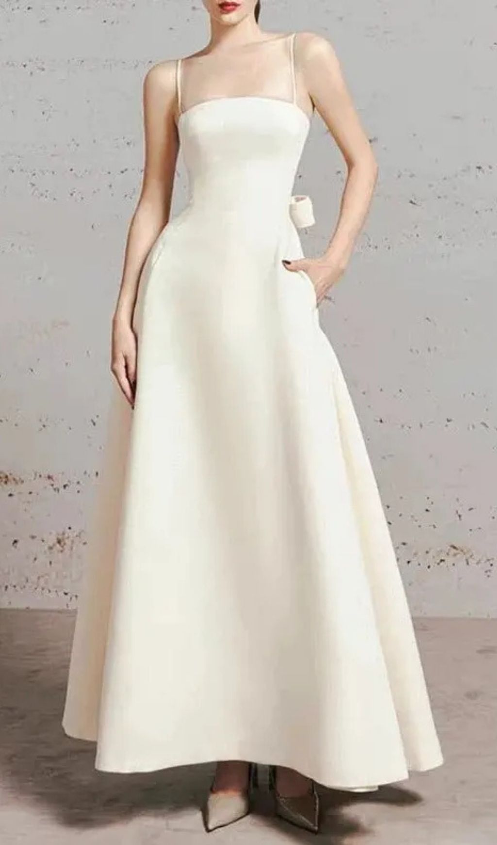 Tulle Splicing Bow Sleeveless Maxi Dress