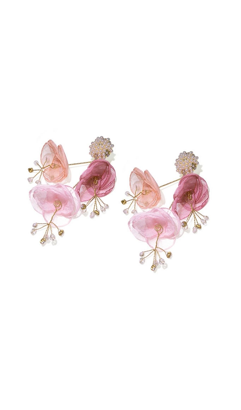 Alexia Pink Pearl Floral Earrings