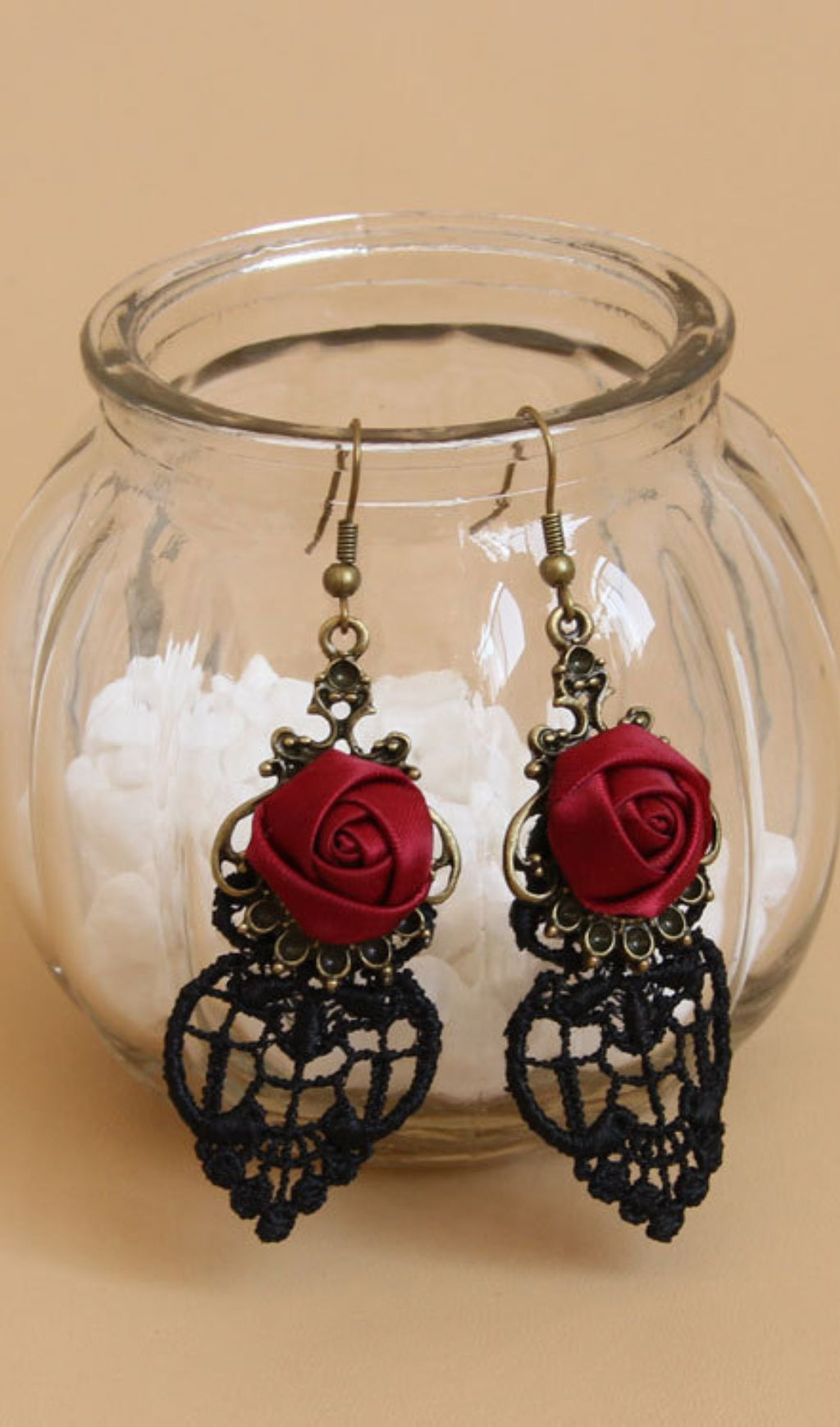 Hollow Lace Rose Earrings
