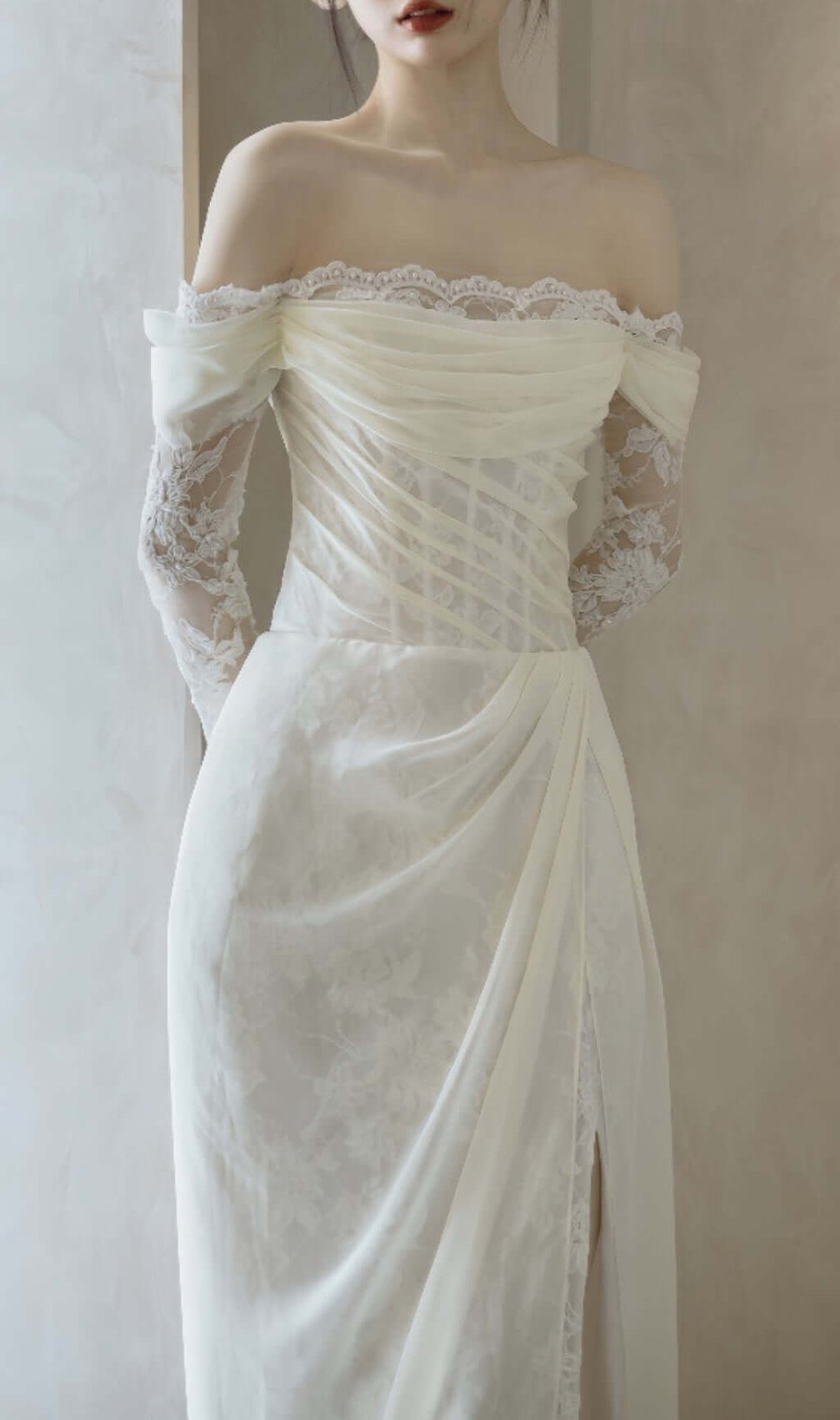 Avielle Mesh One Shoulder Wedding Dress