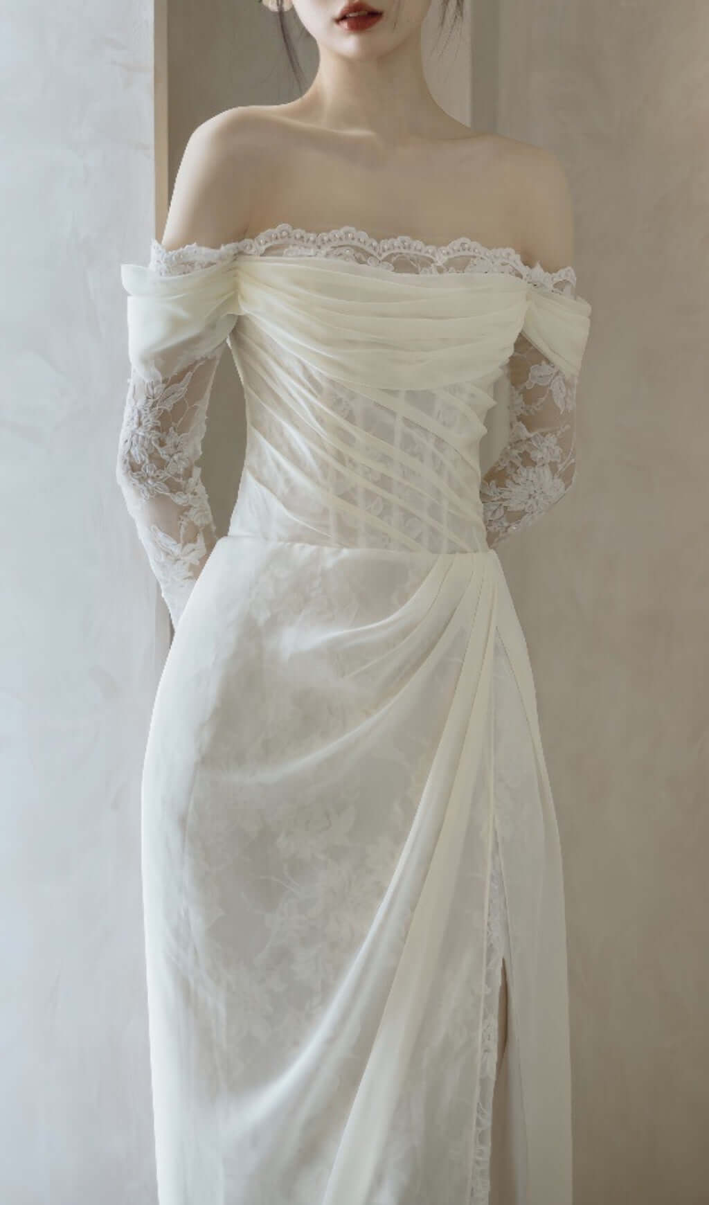 Avielle Mesh One Shoulder Wedding Dress