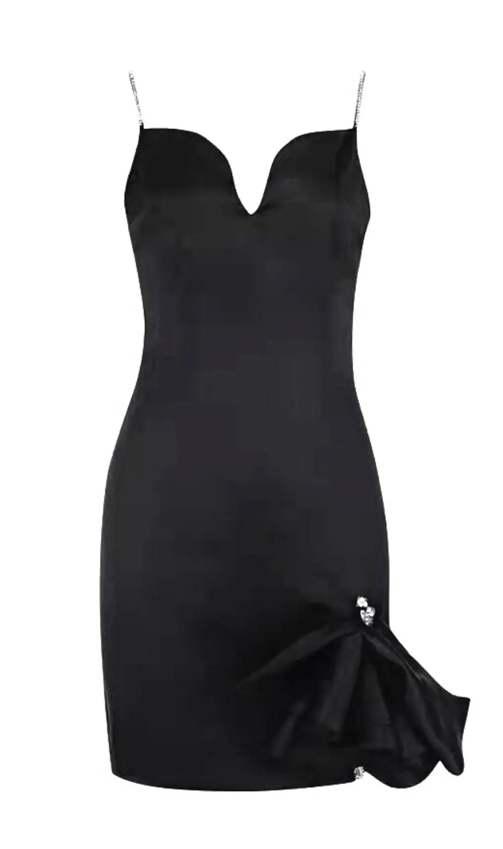 Dazzling Baby Blue Crystal Bow Mini Dress | Glamorous Party Wear