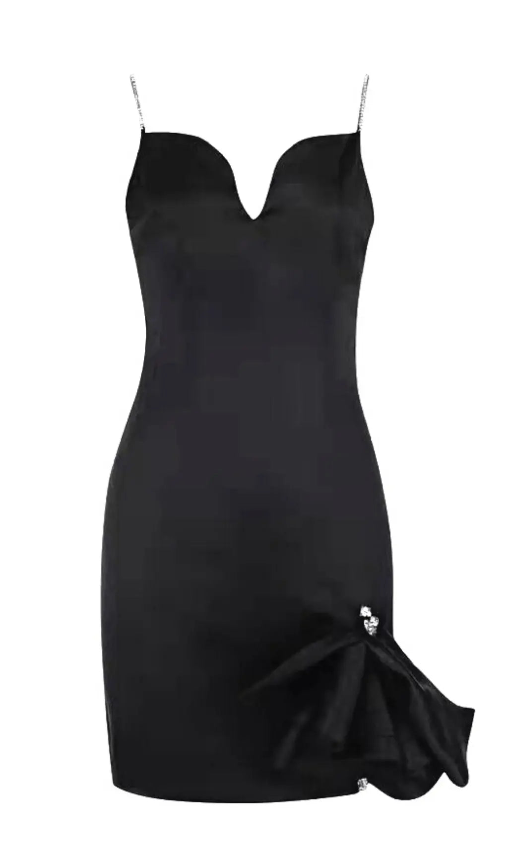 Dazzling Baby Blue Crystal Bow Mini Dress | Glamorous Party Wear