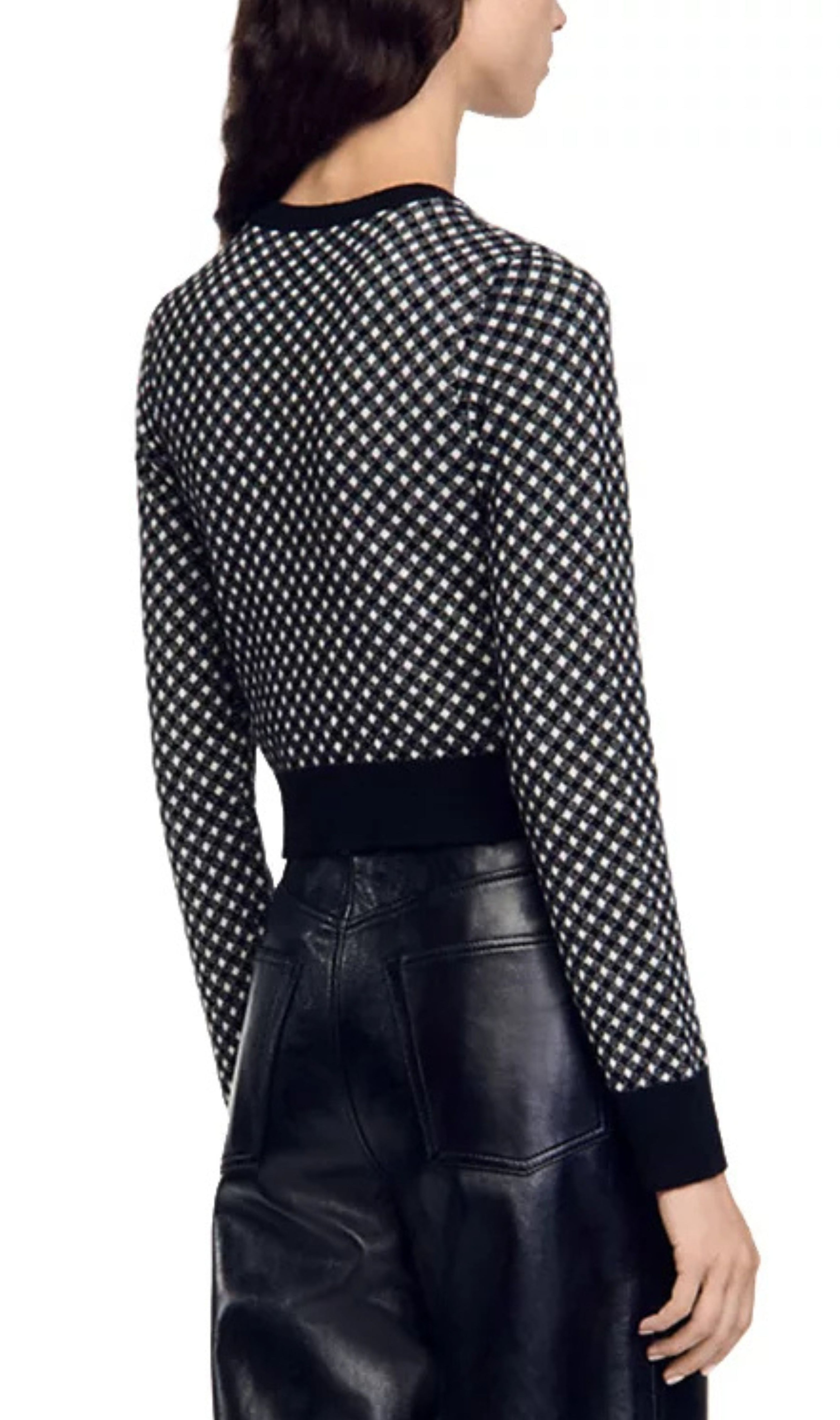 Jessy Two Tone Check Jacquard Cardigan