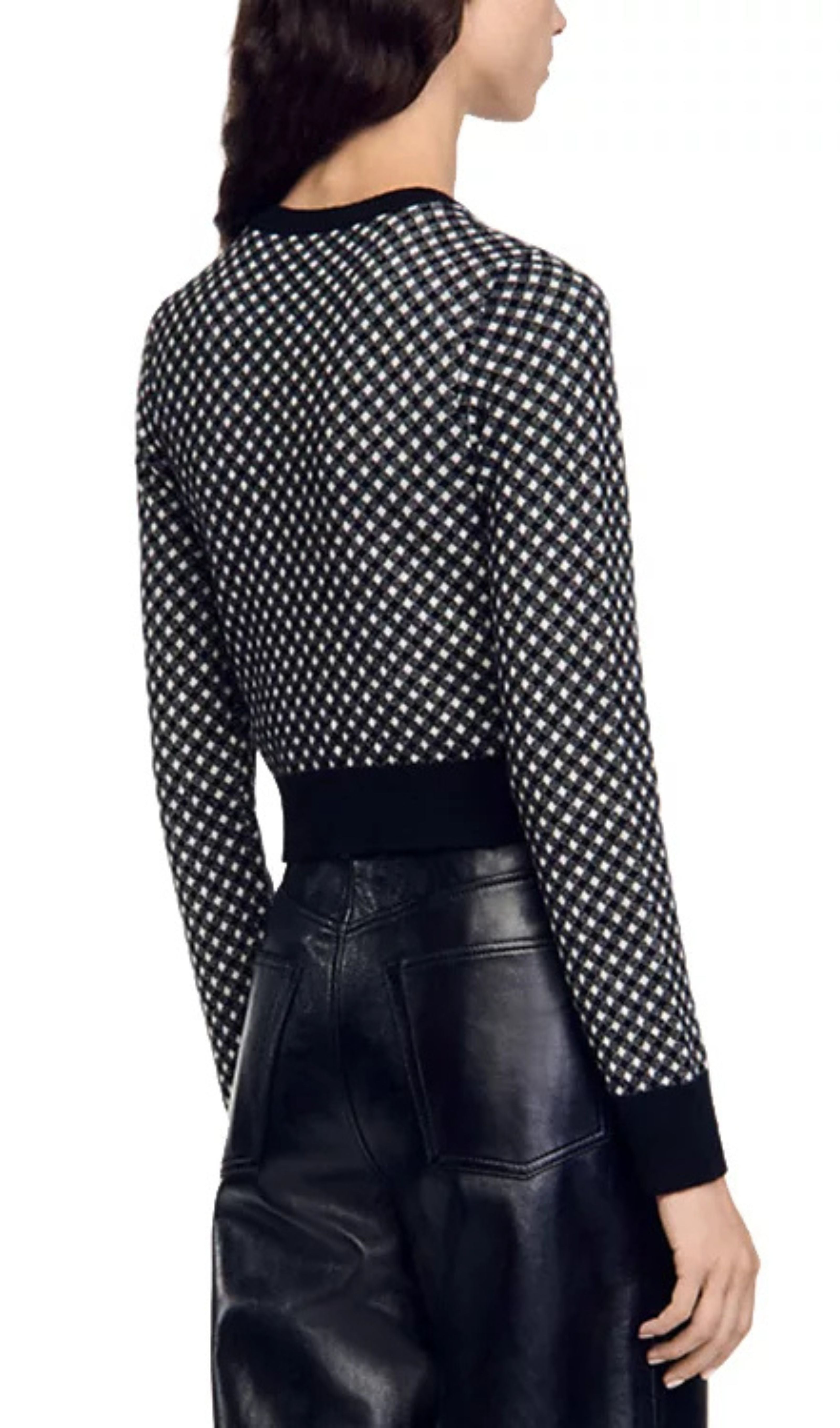 Jessy Two Tone Check Jacquard Cardigan