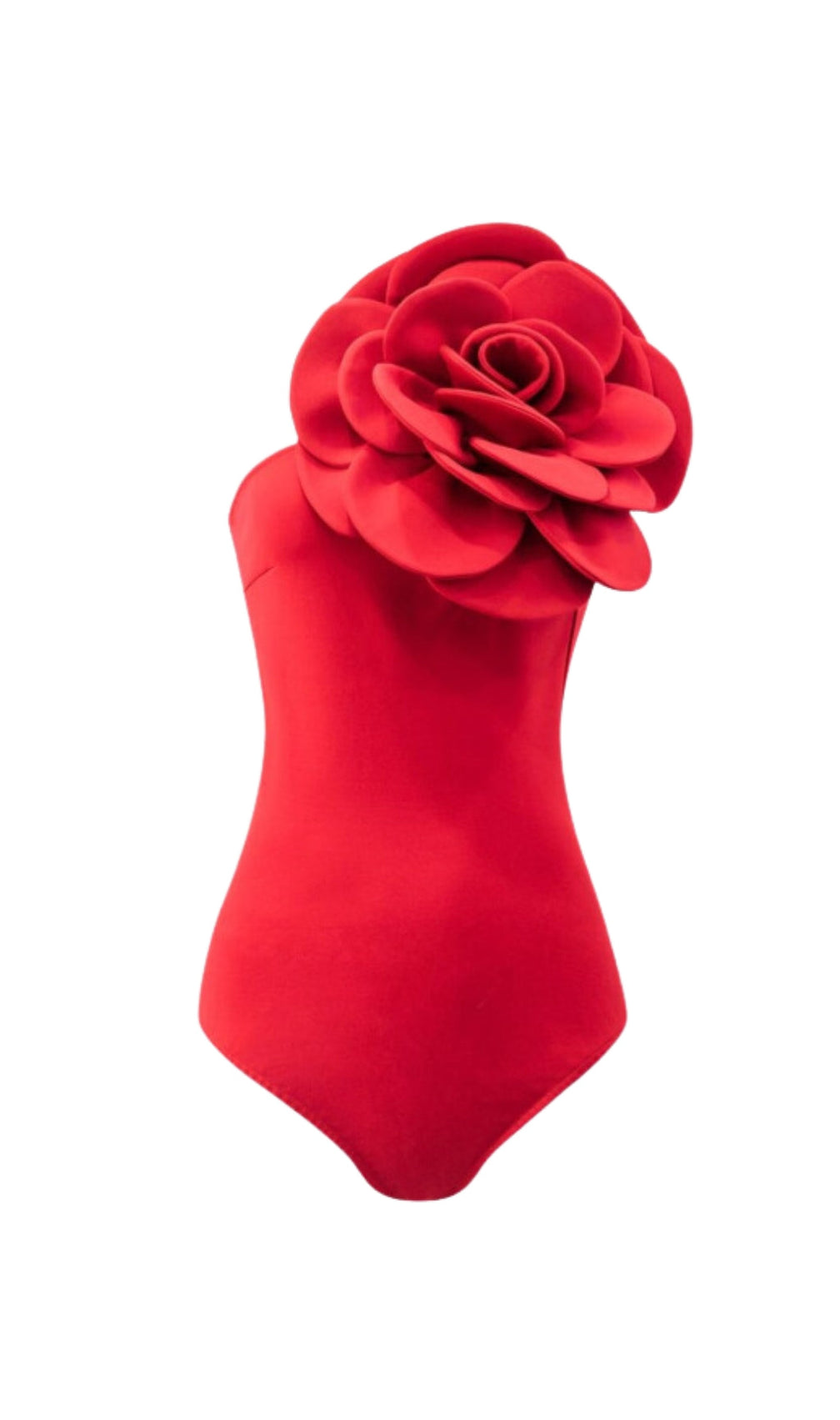 Exaggerated 3D Flower Bodysuit In Red