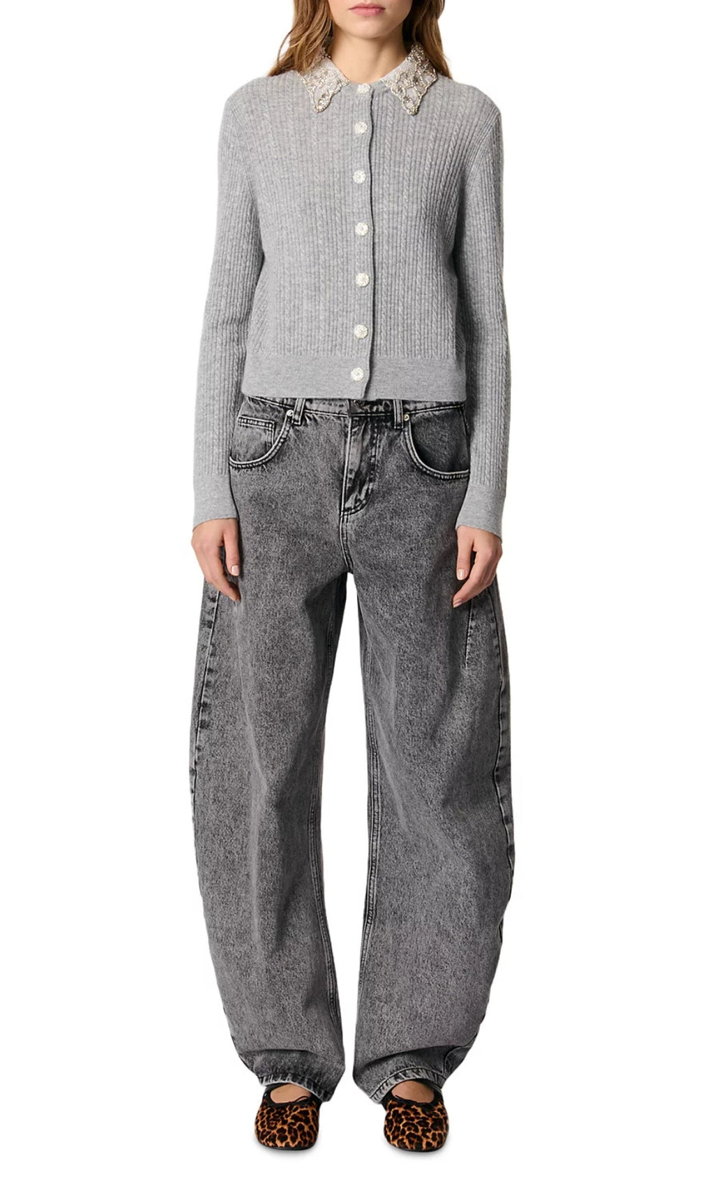 Cardigan With Jewelry Collar