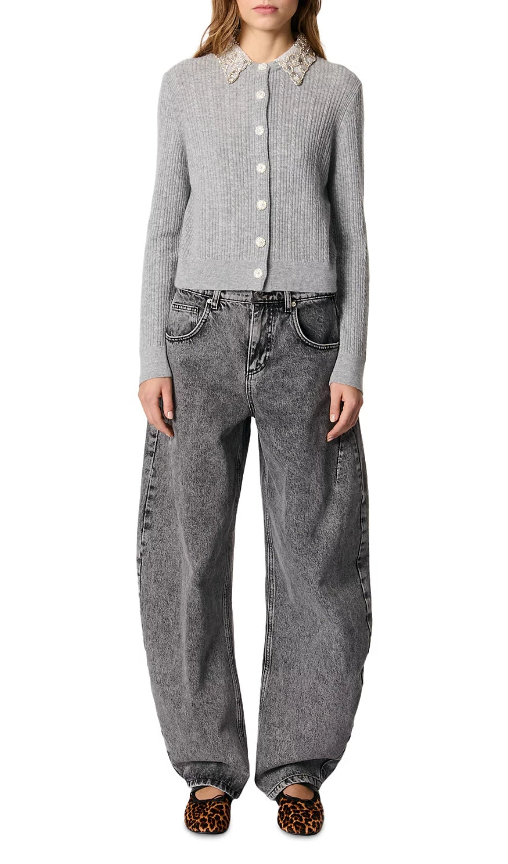 Cardigan With Jewelry Collar