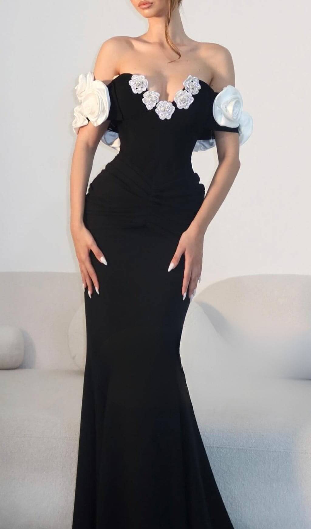 Bambi Off-Shoulder Flower Bandage Maxi Dress