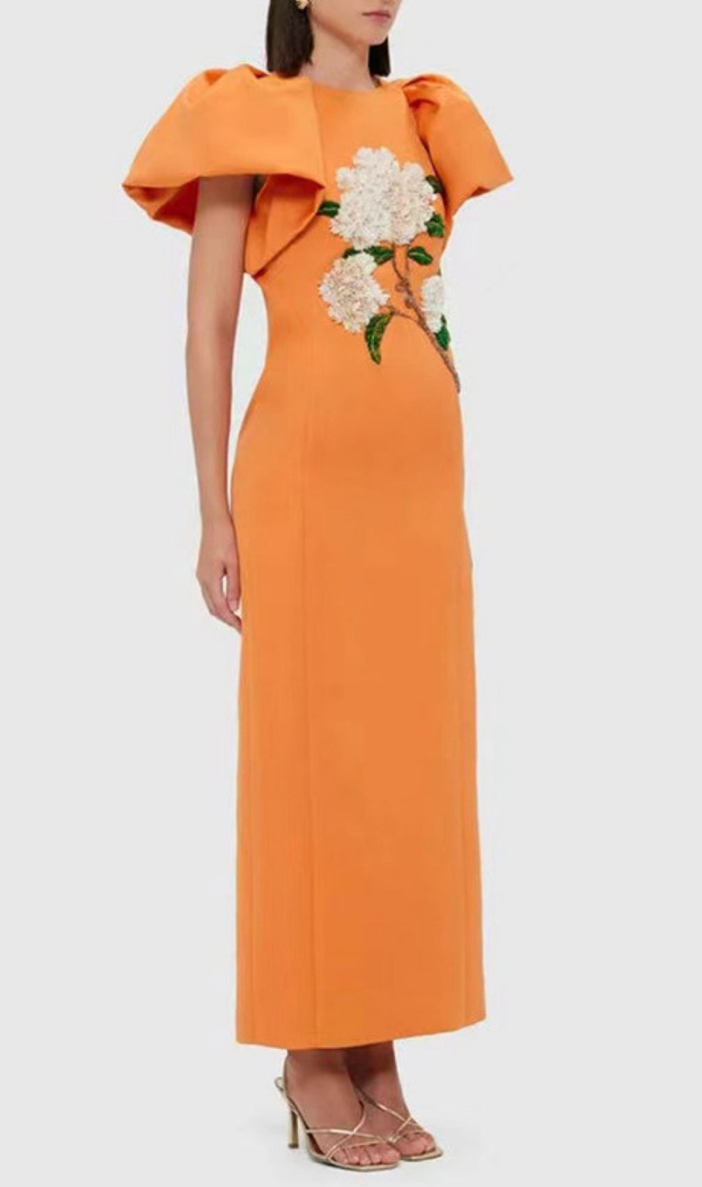 Fiorenzo Puff Sleeve Flower Maxi Dress