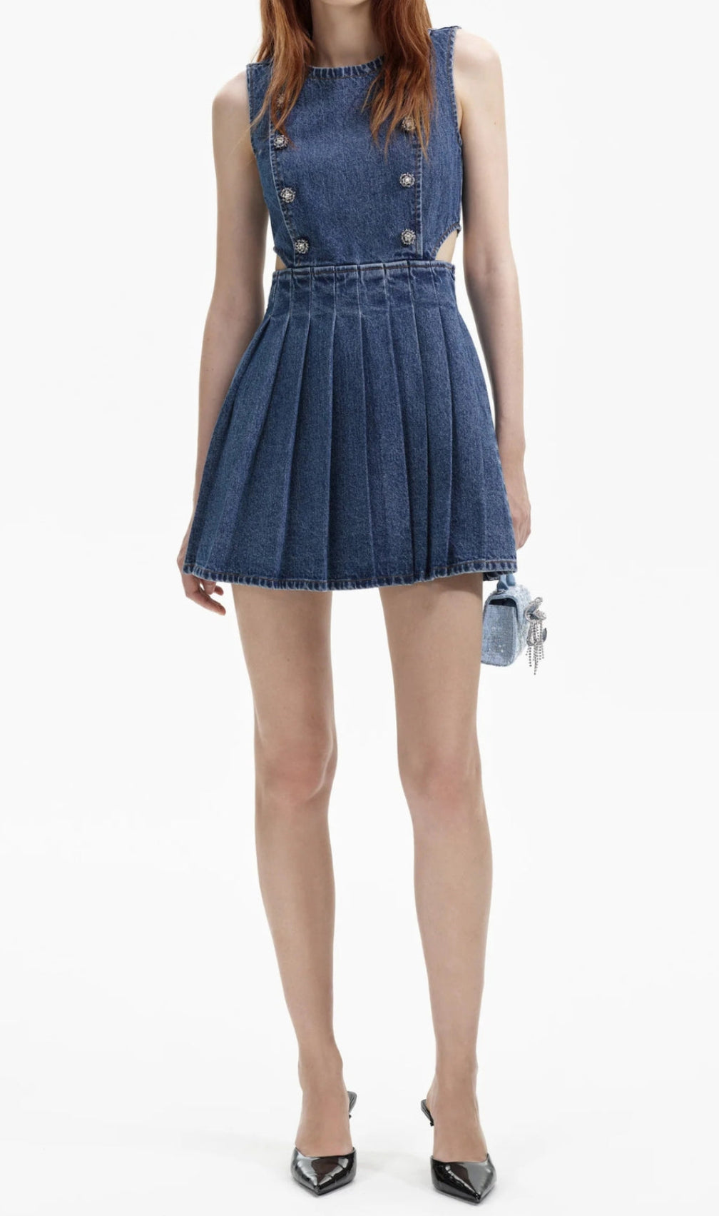 Aniela Blue Denim Cut-Out Mini Dress