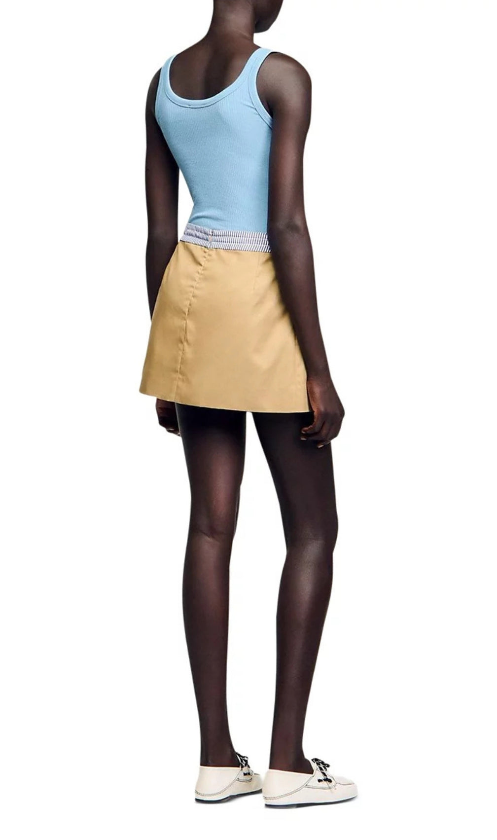 Short Dual Material Skirt