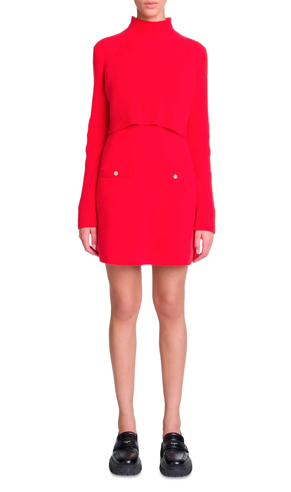 Roquette Red Layered Knit Mini Dress