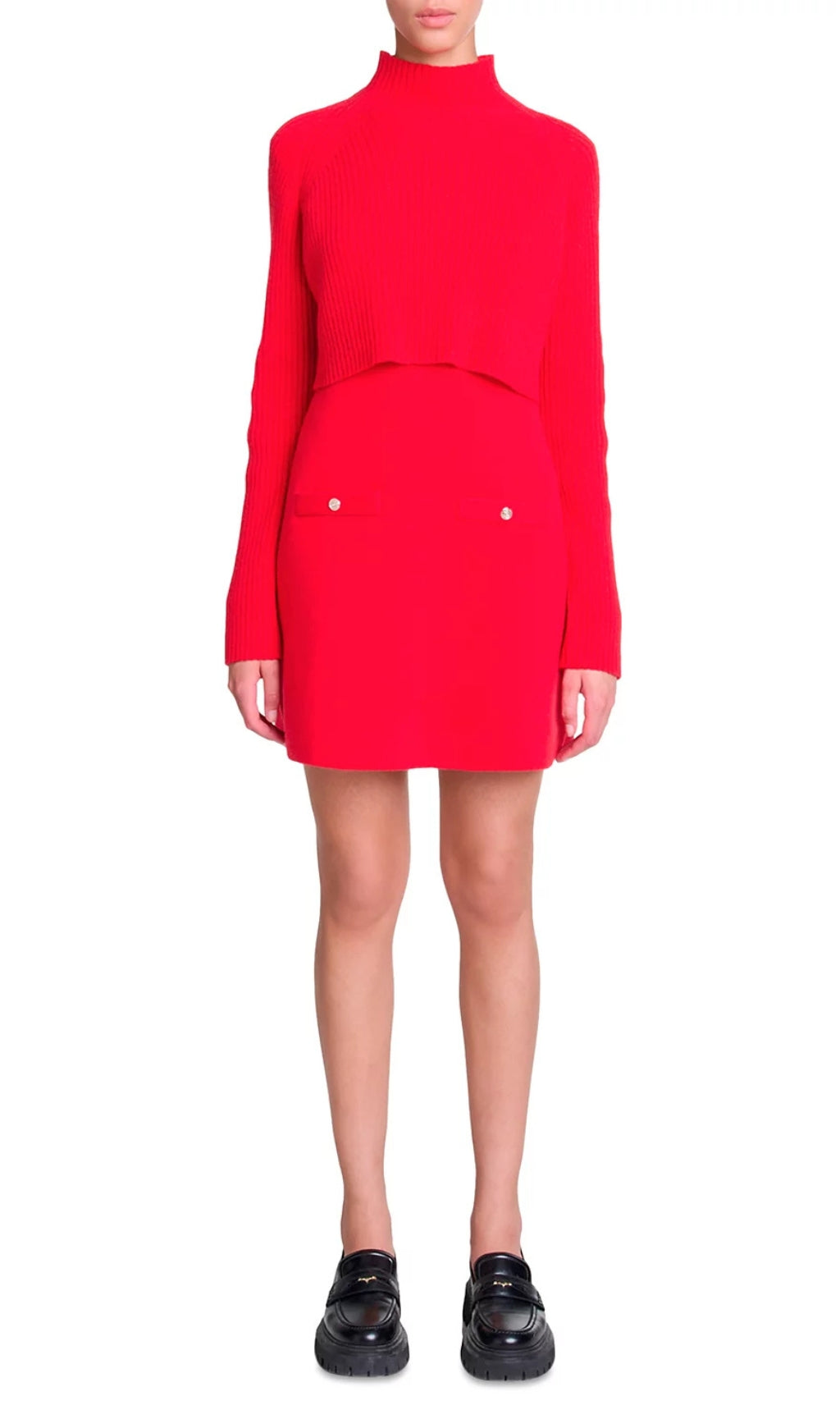 Roquette Red Layered Knit Mini Dress
