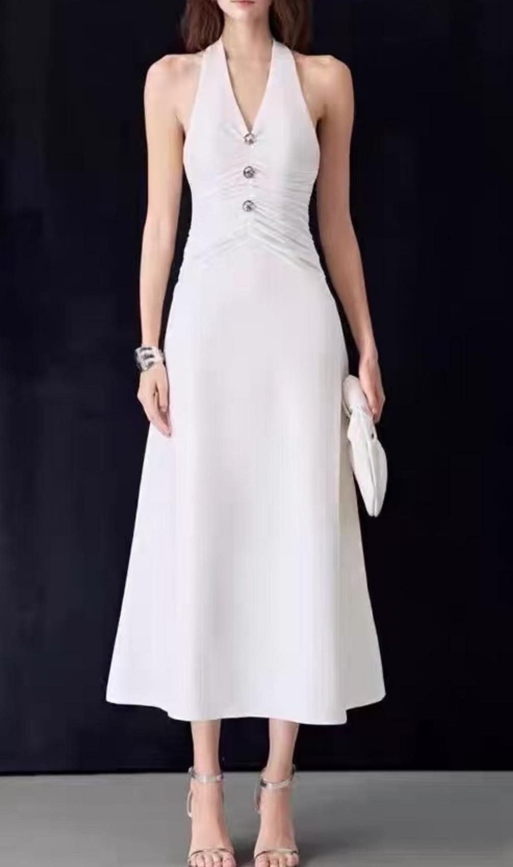 Genica White Halter Midi Dress