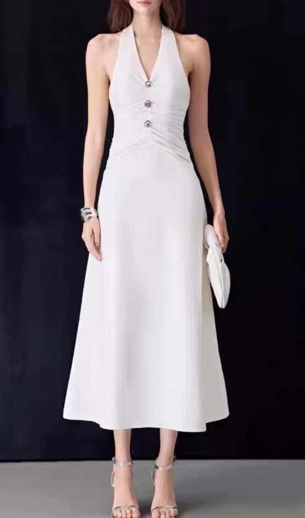 Genica White Halter Midi Dress