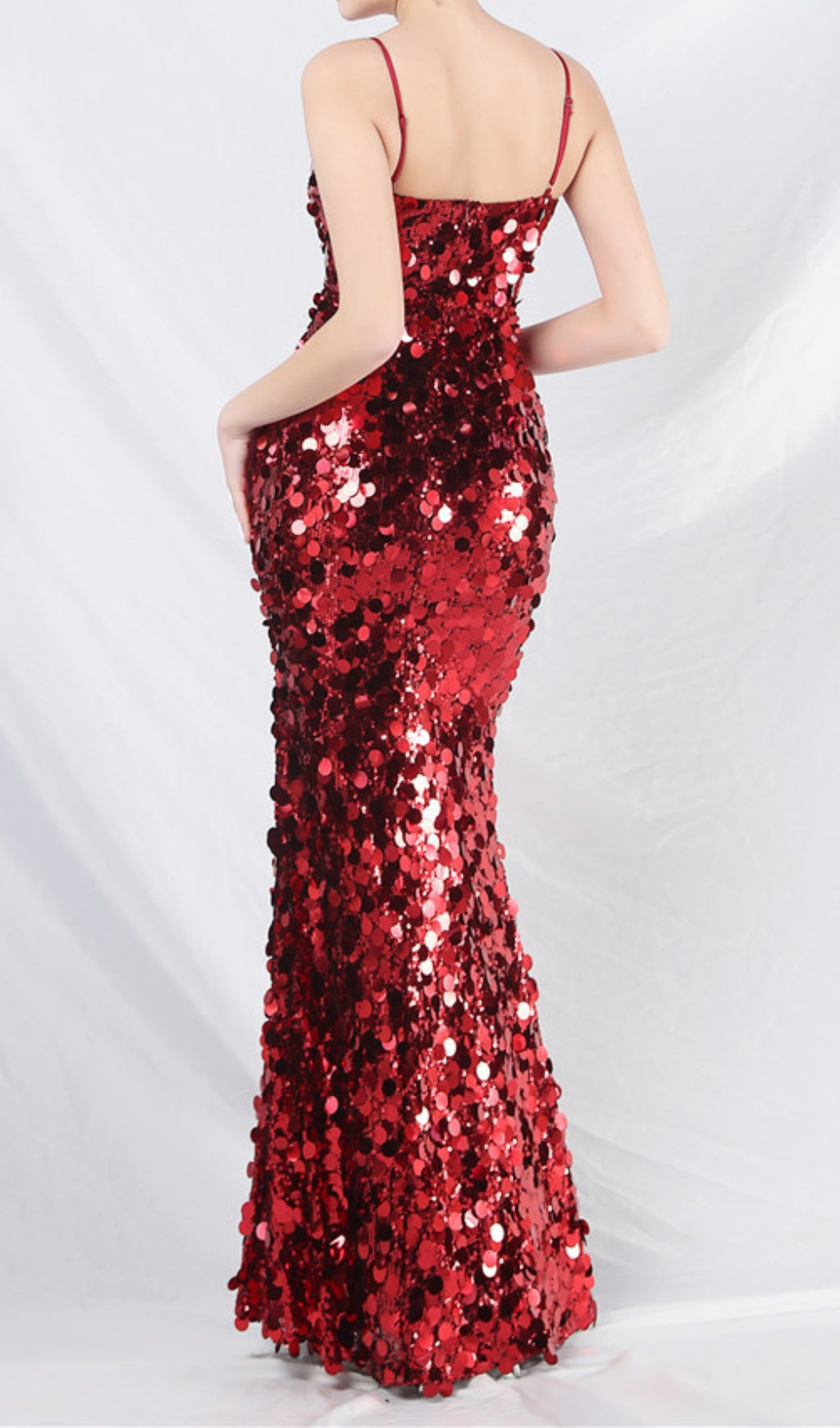 Chole Red Strappy Sequin Maxi Dress