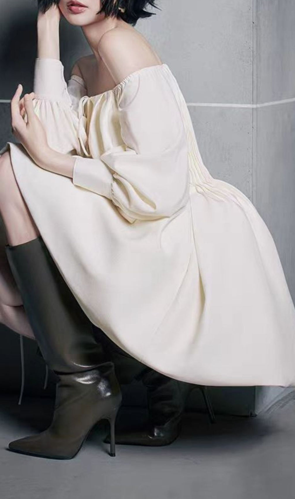 Hotaru Chic Off-Shoulder Pleated Mini Dress