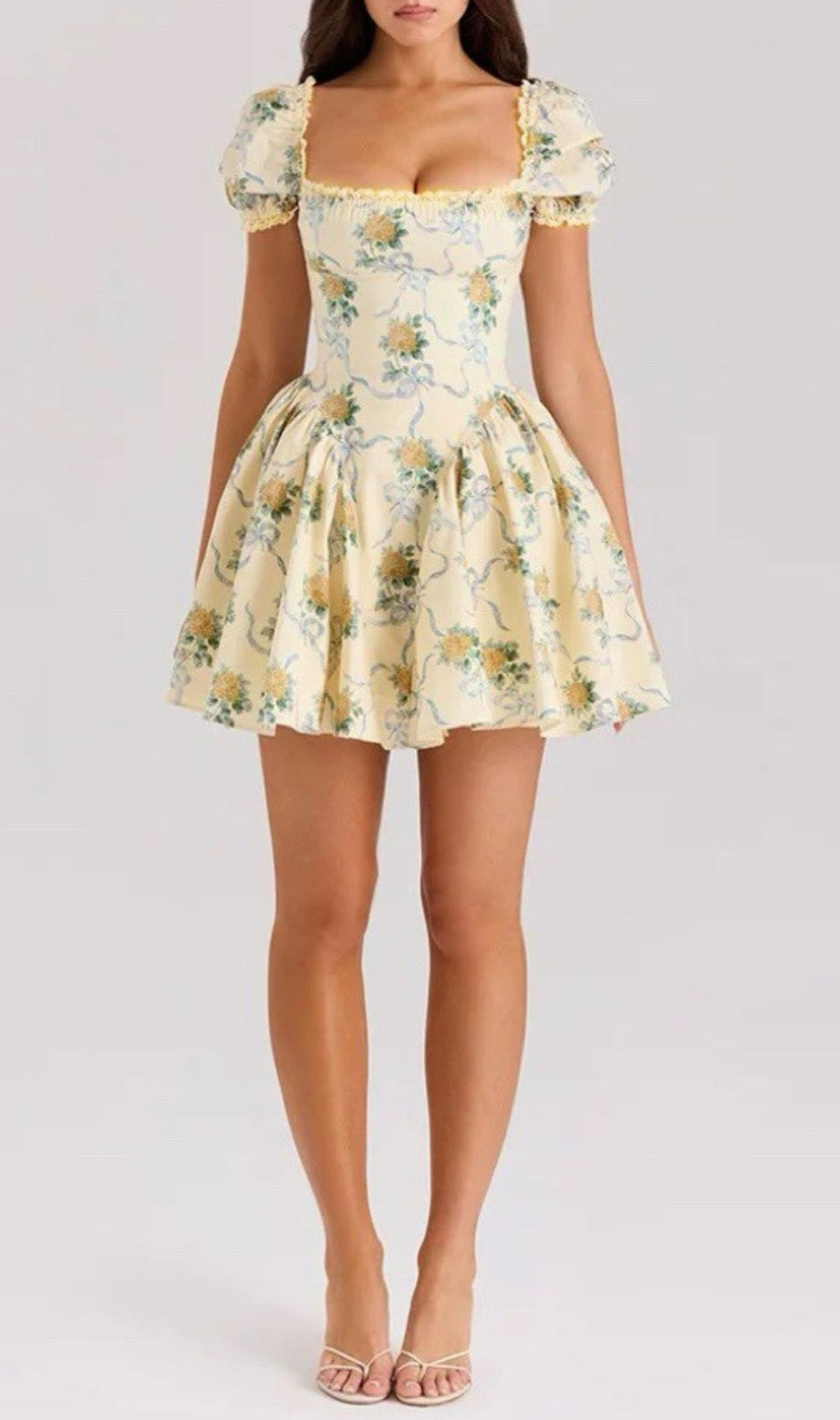 Fantasia Floral Square Neck Mini Dress