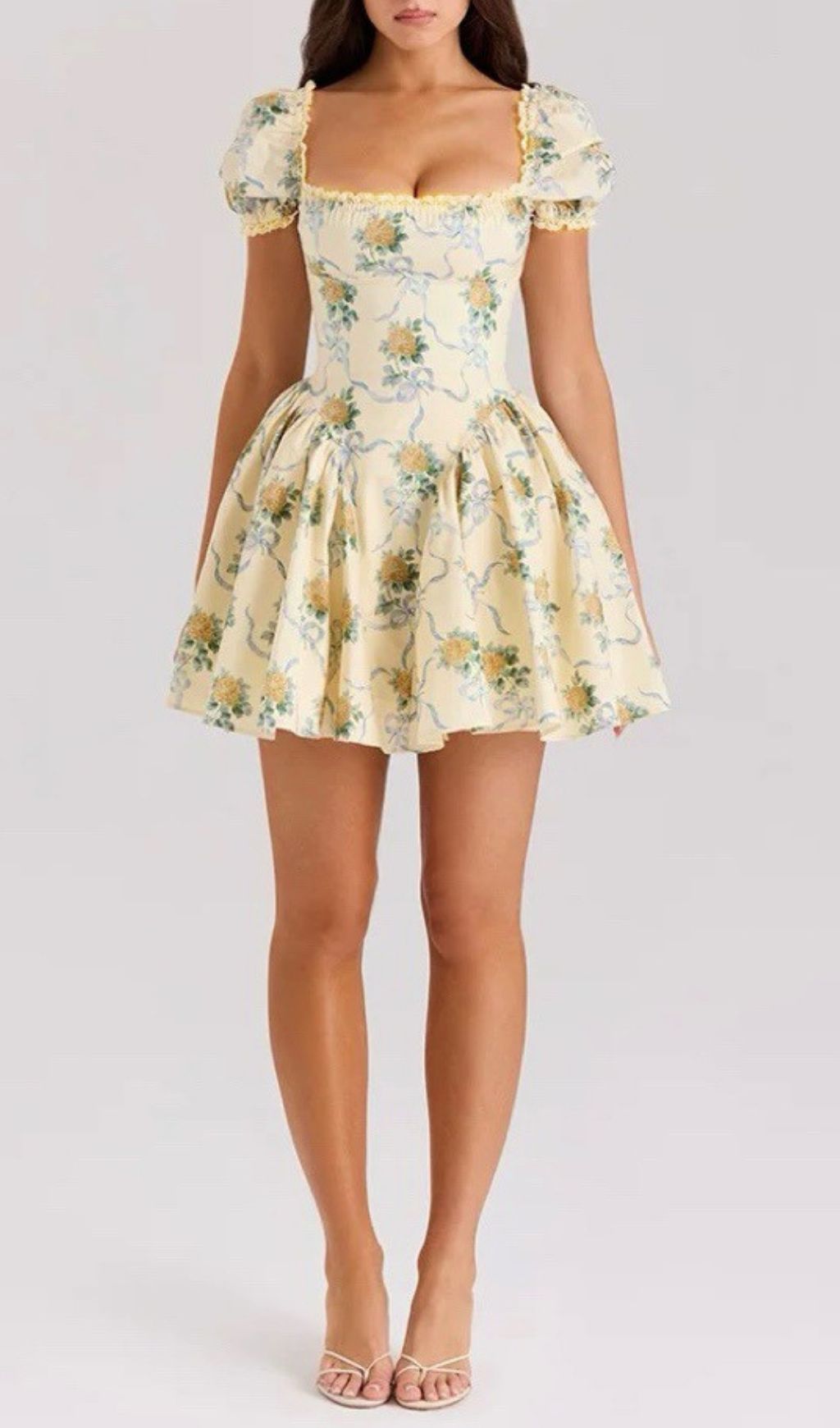 Fantasia Floral Square Neck Mini Dress