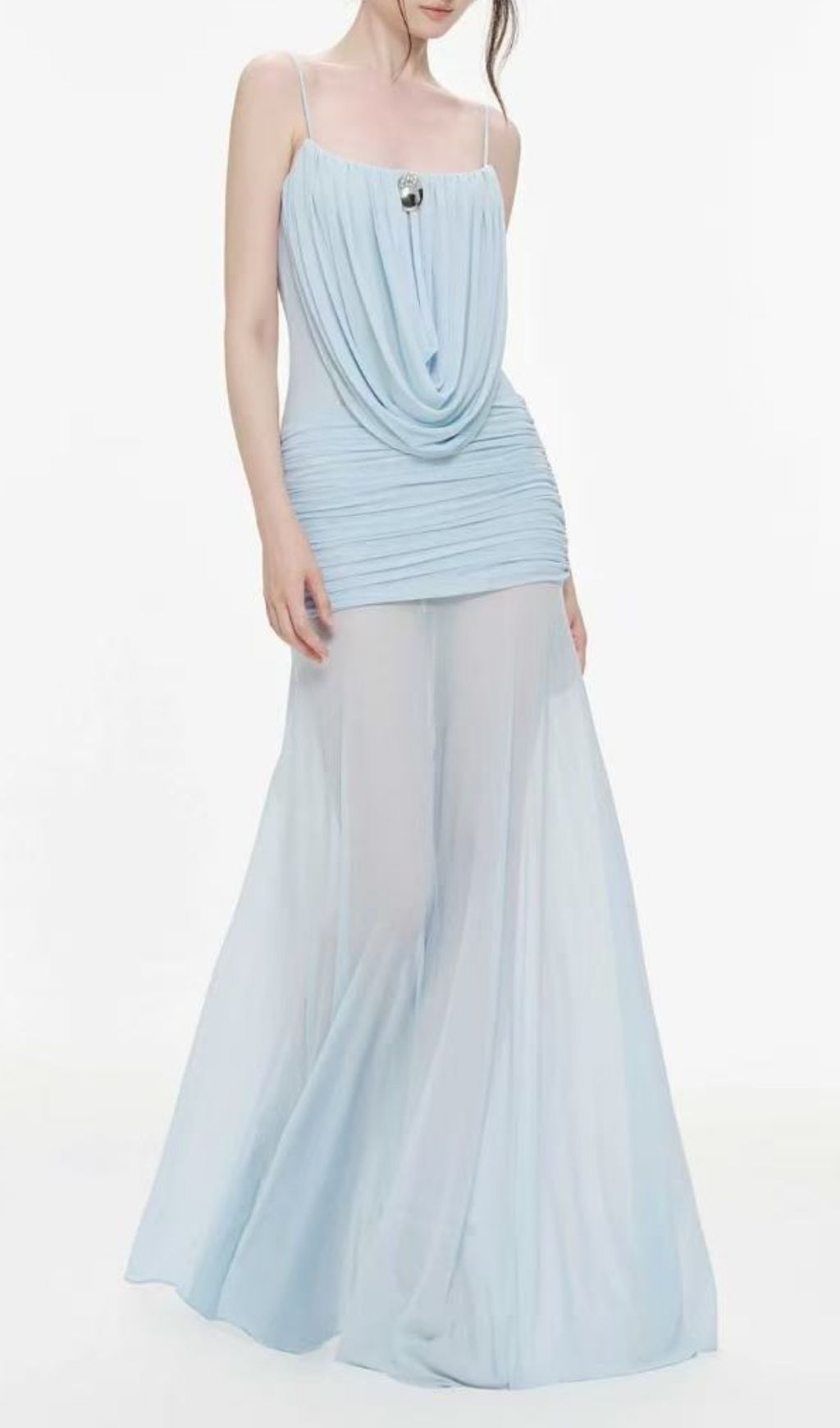 Lapis Blue Strappy Draped Maxi Dress