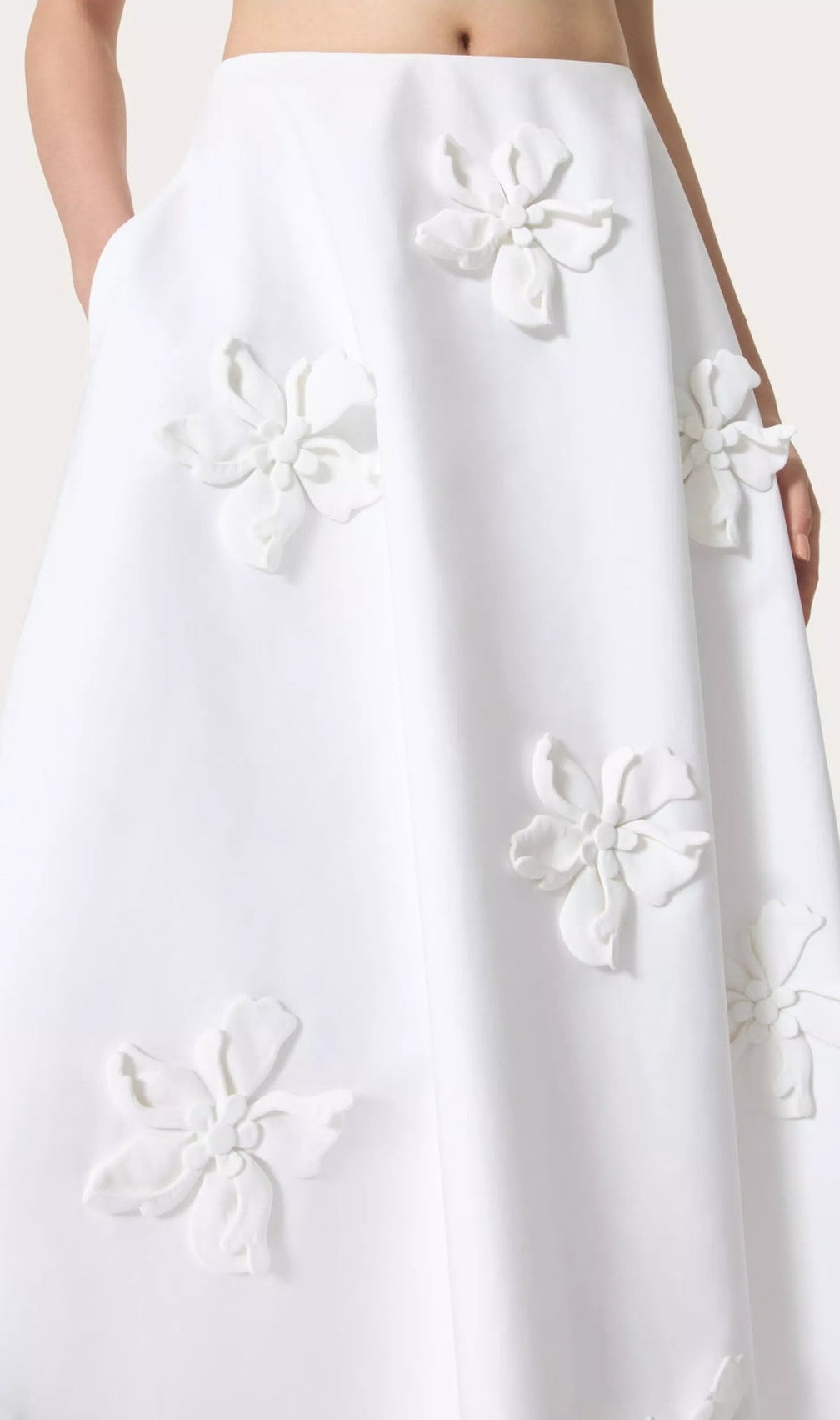 Annissa White Embroidered Midi Skirt