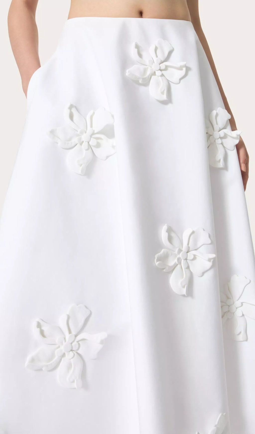 Annissa White Embroidered Midi Skirt