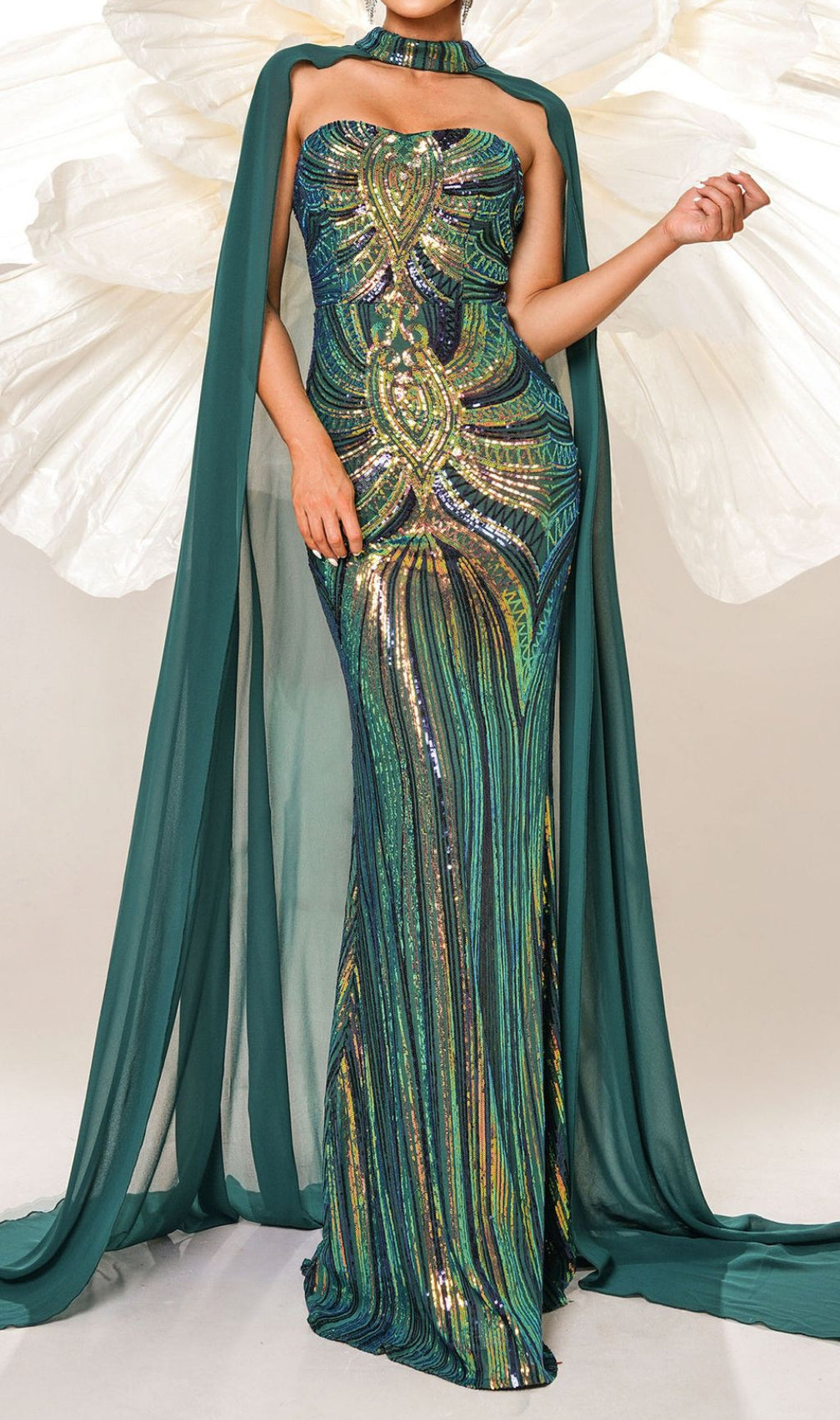 Chalice Green Sequin Maxi Dress