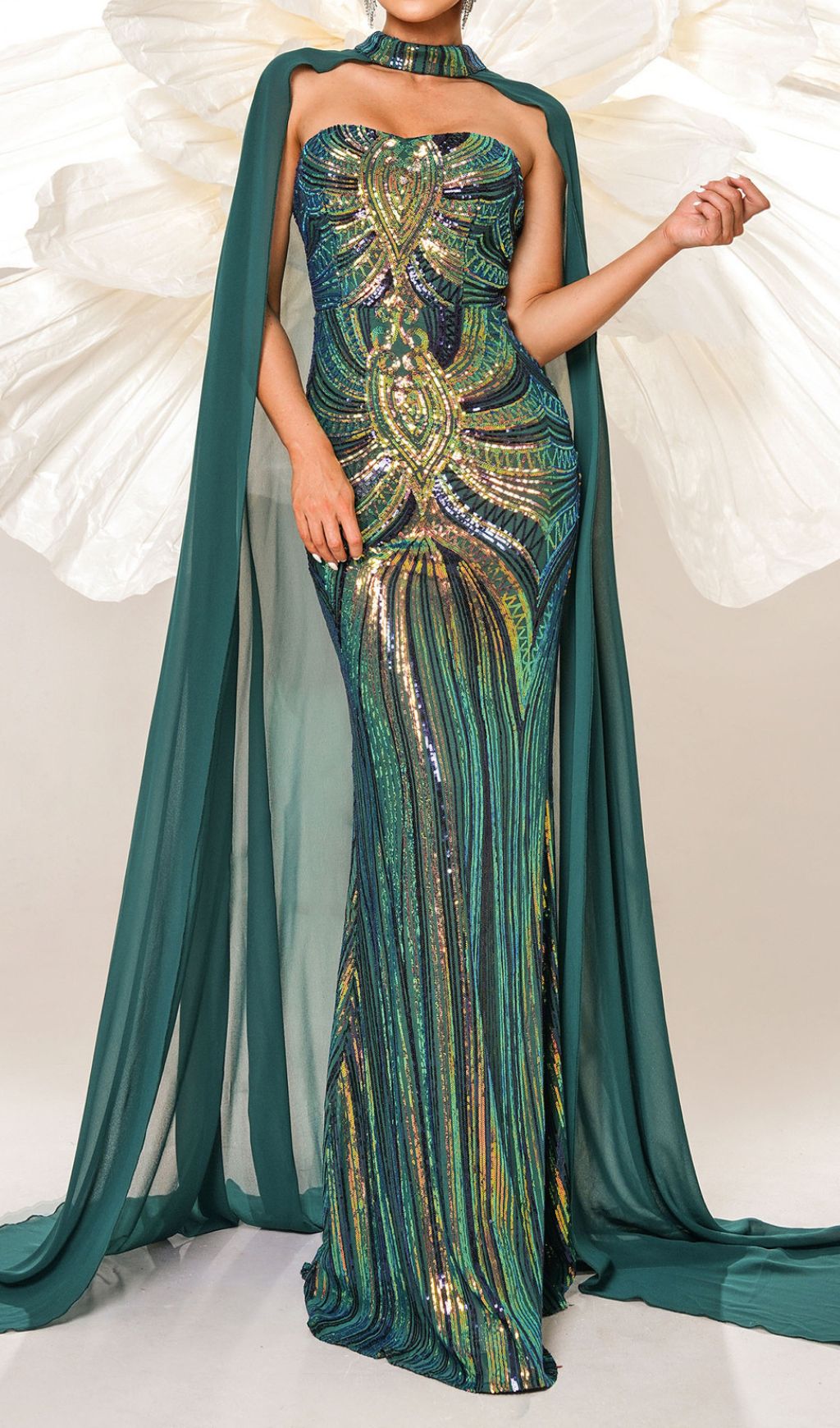 Chalice Green Sequin Maxi Dress