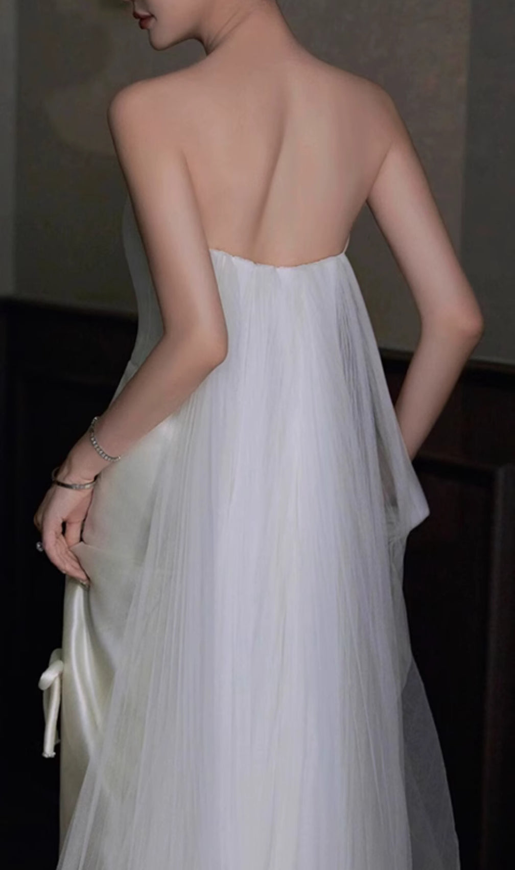 Chynna White Strapless Bow Wedding Dress