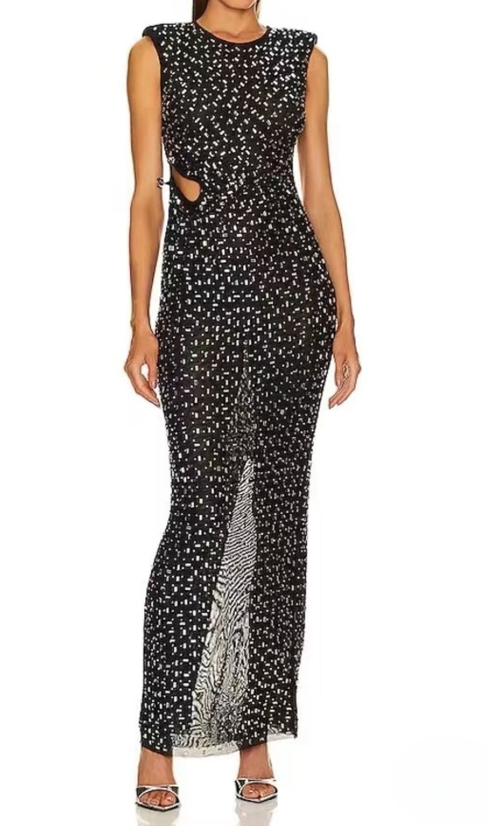 Dafina Black Crystal Maxi Dress