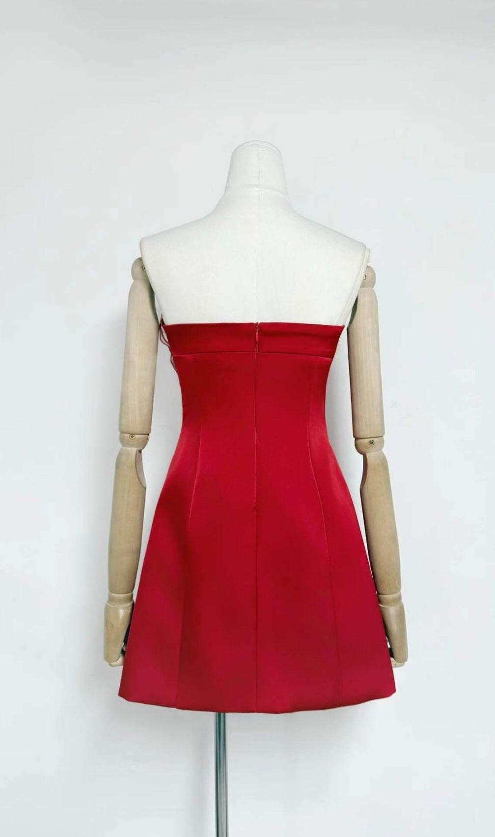 Lailah Red Strapless Flower Mini Dress