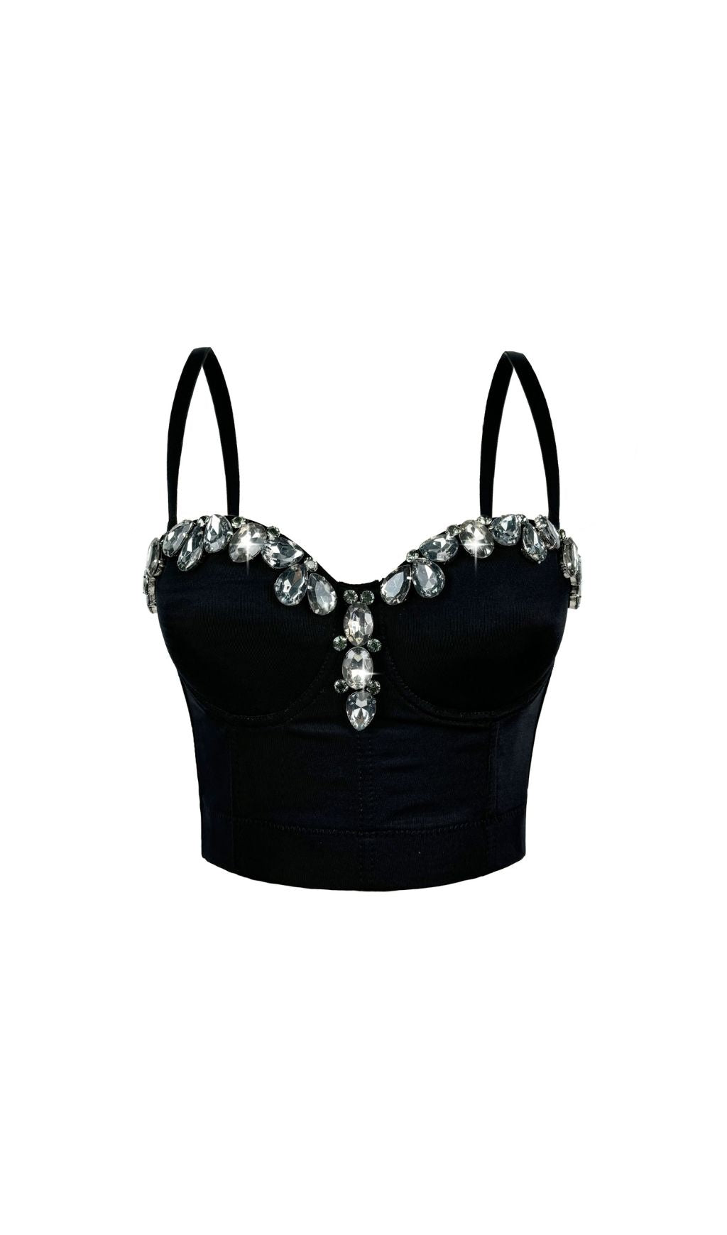 Jelena Emerald Green Diamante Bustier Crop Top