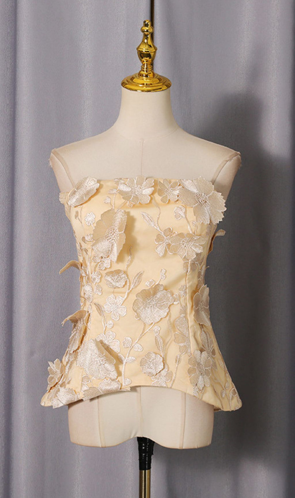 Julieta Elegant 3D Floral Peplum Top & Pleated Maxi Skirt Set