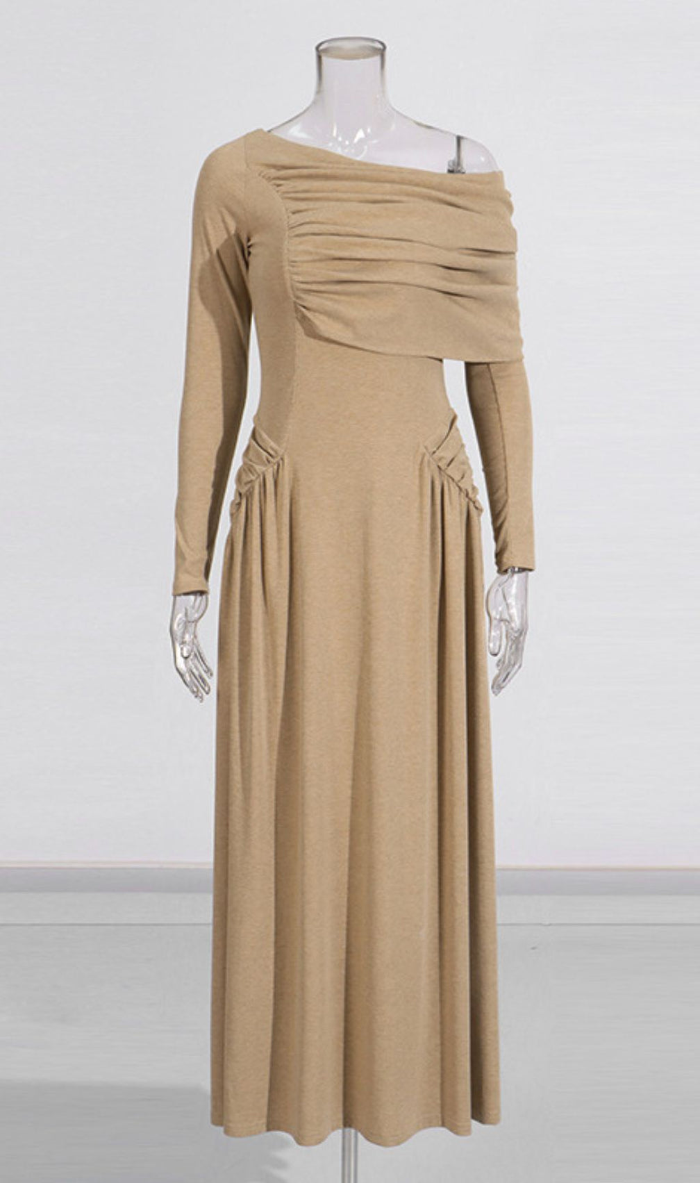 Gaia Ruched Long Sleeve Maxi Dress