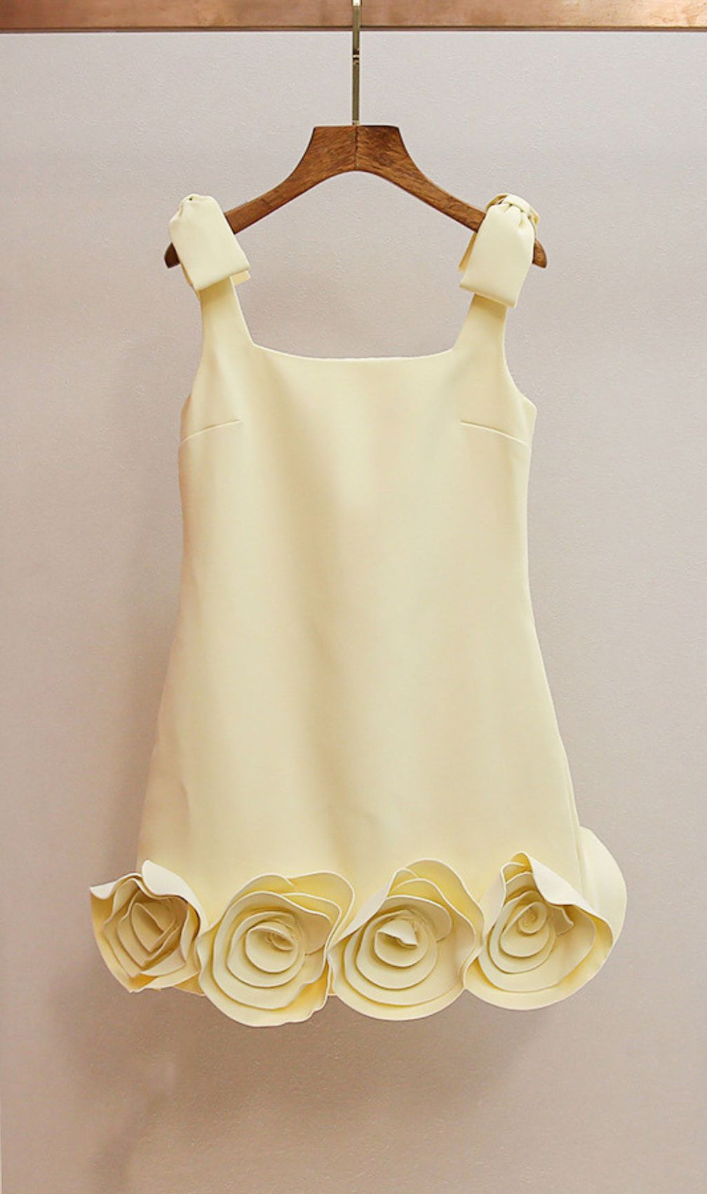 Havily Chic Yellow 3D Rosette Mini Dress | Elegant Floral Applique