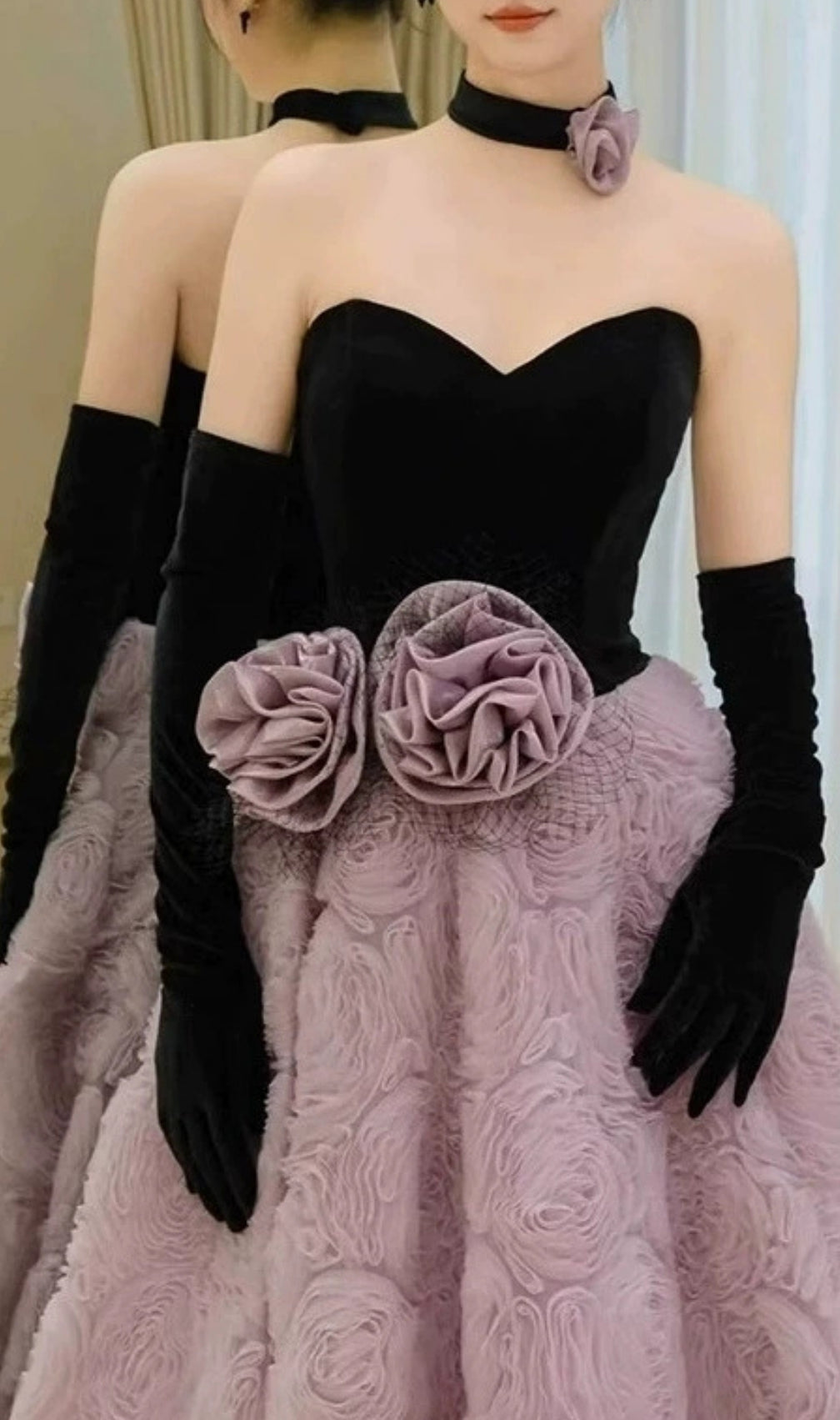 Elanie Strapless Flower Maxi Dress