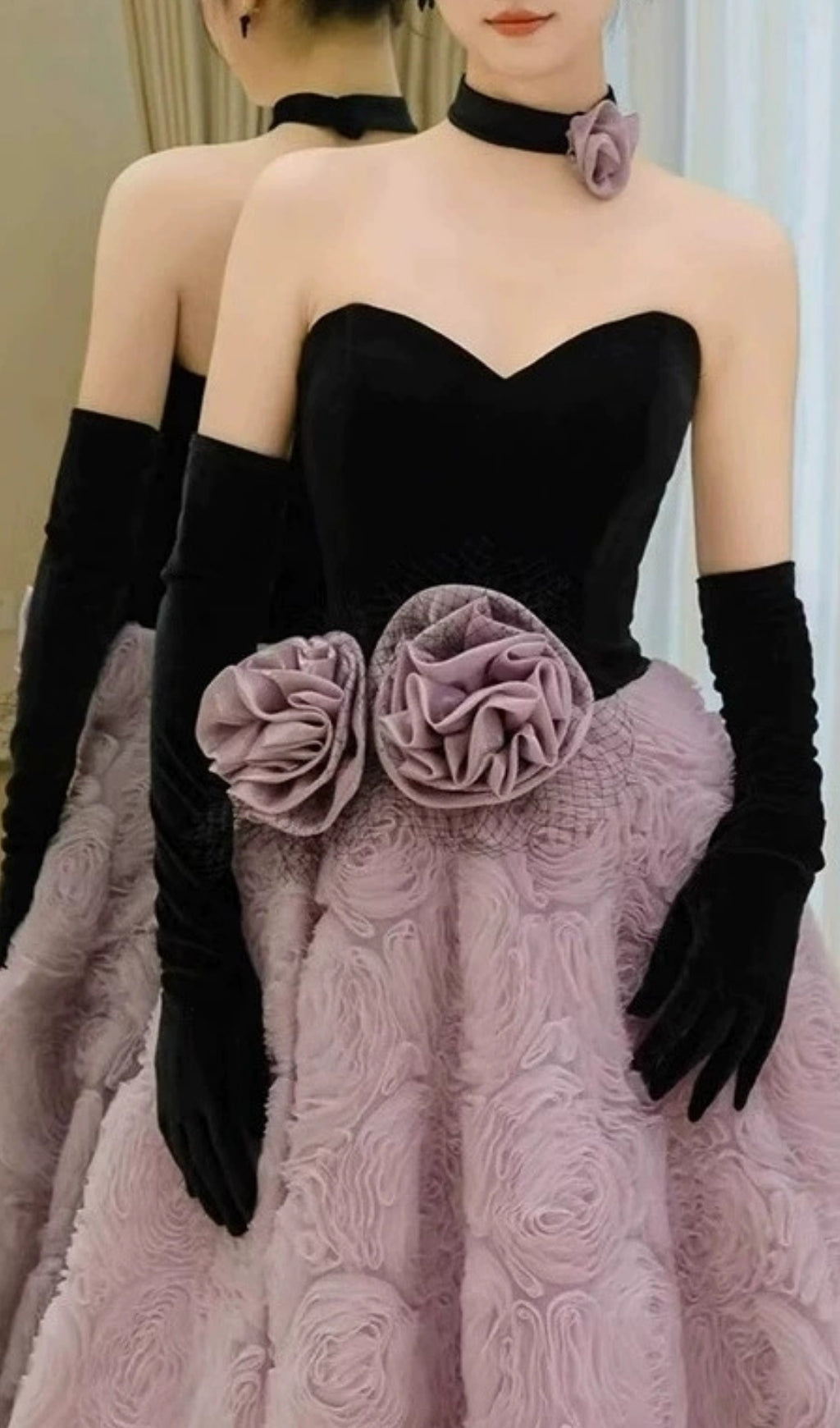 Elanie Strapless Flower Maxi Dress