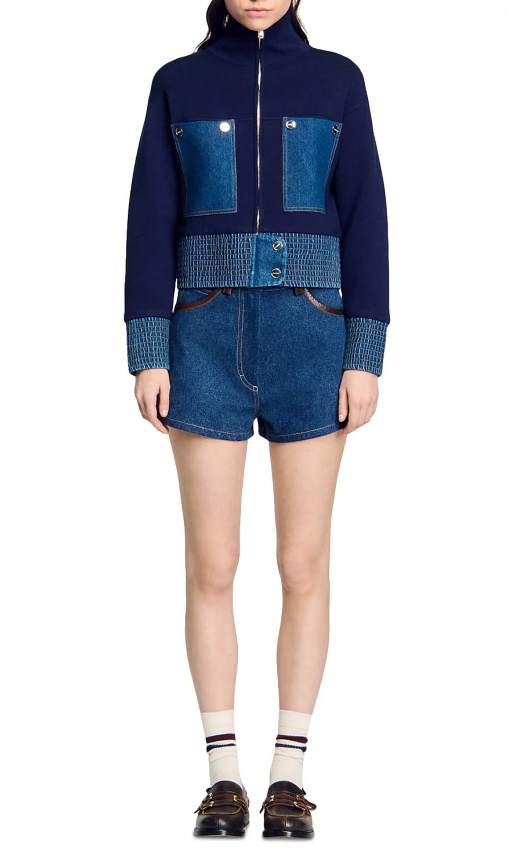 Vancouver Denim Trim Knit Jacket