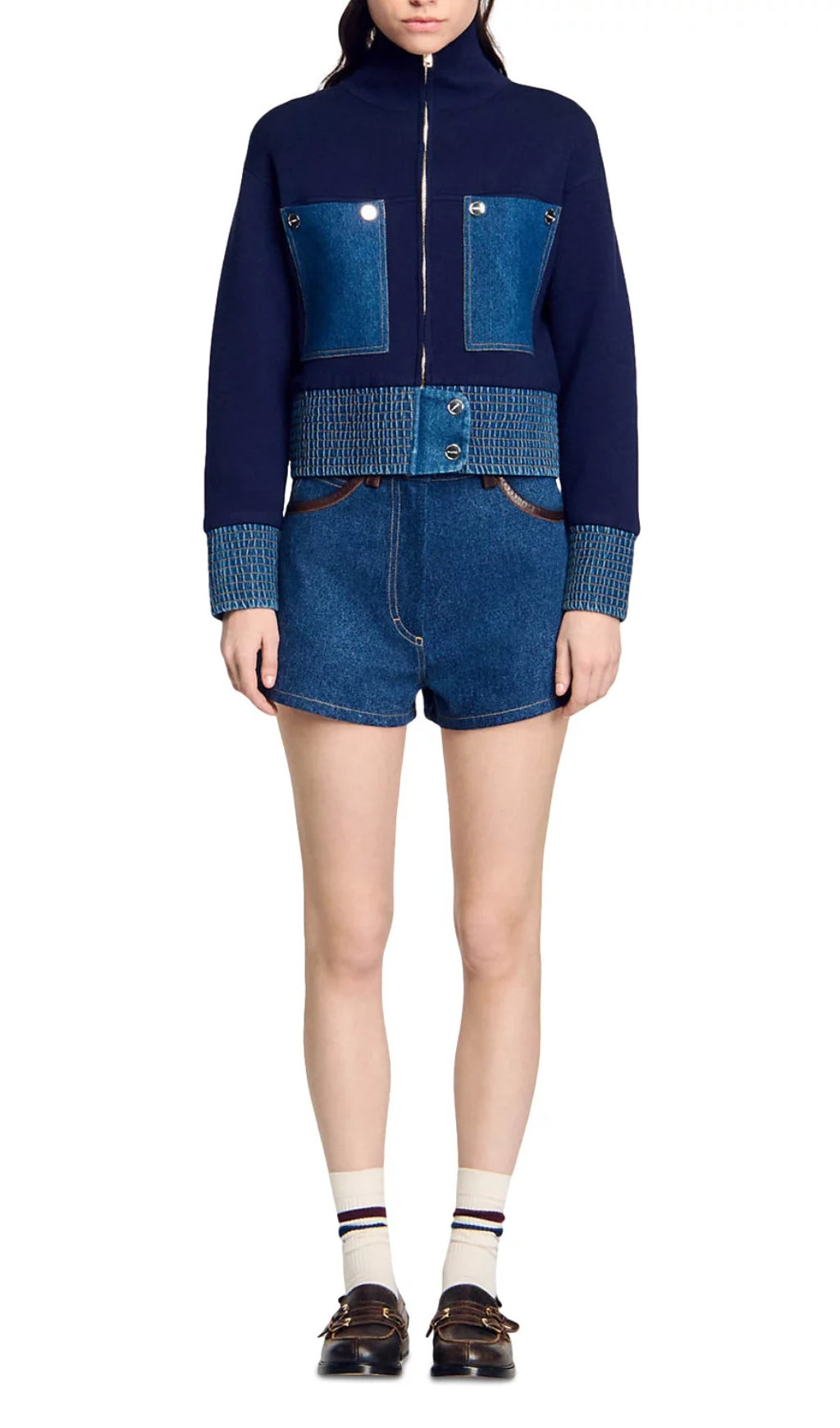 Vancouver Denim Trim Knit Jacket