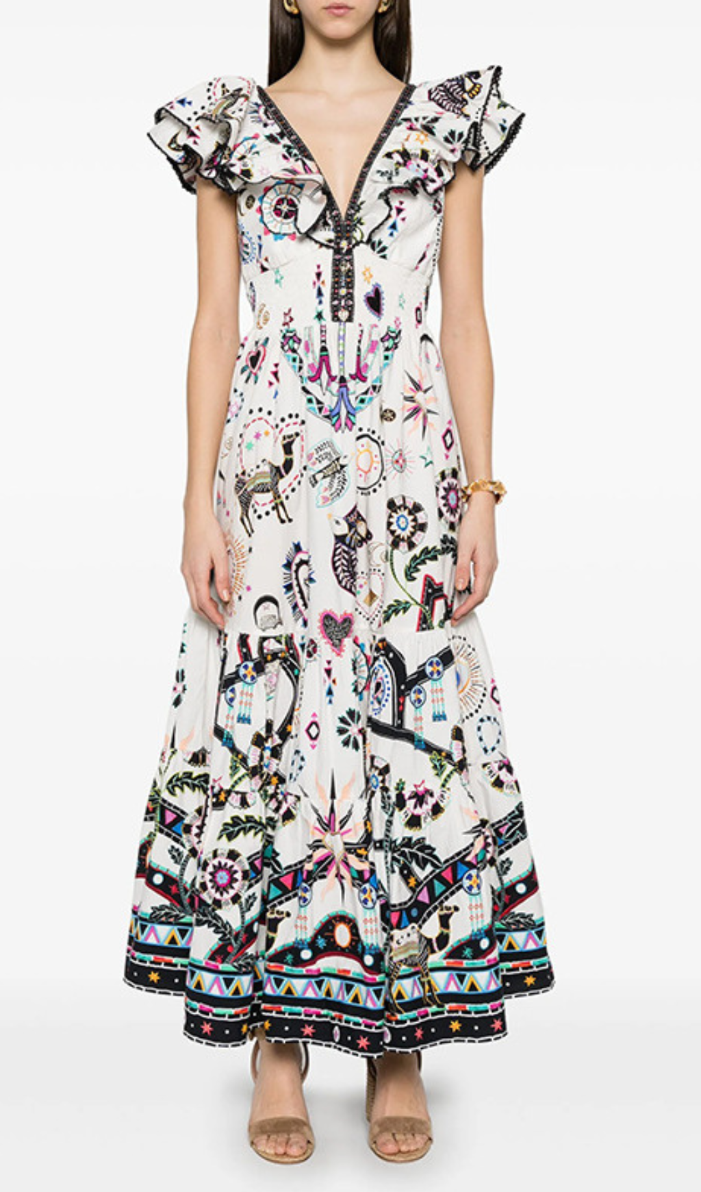 Hanson V-neck Printed Maxi Dress