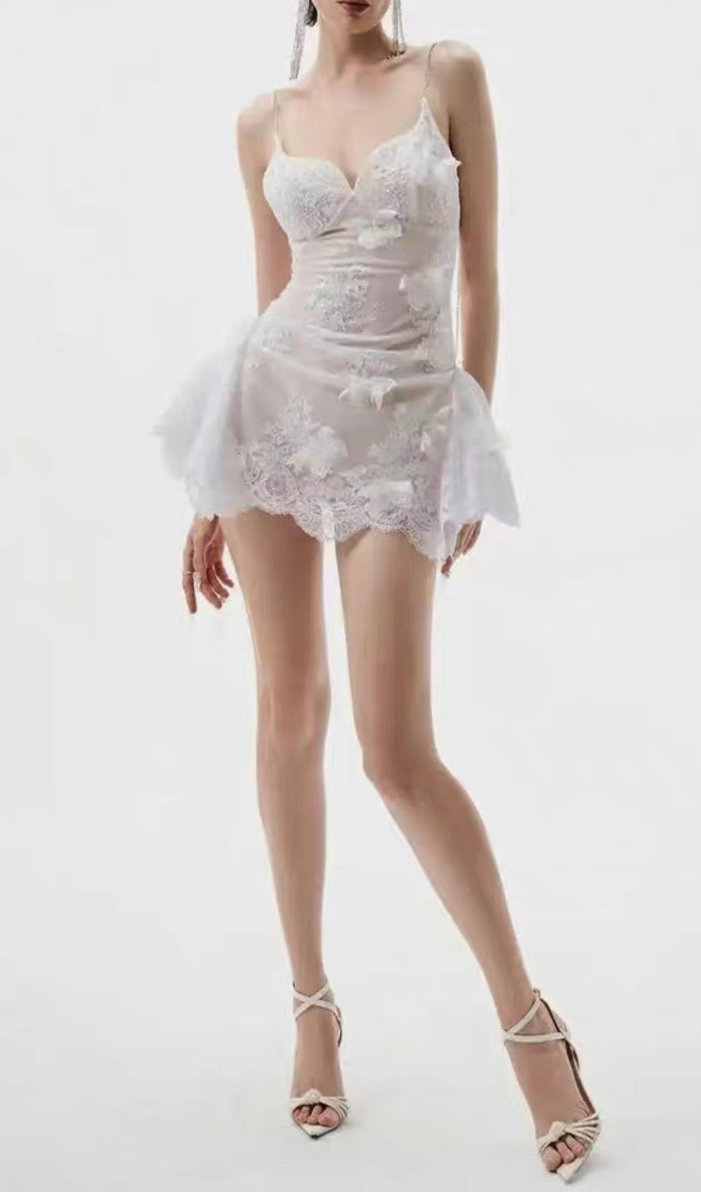 Douce White Lace Mini Dress