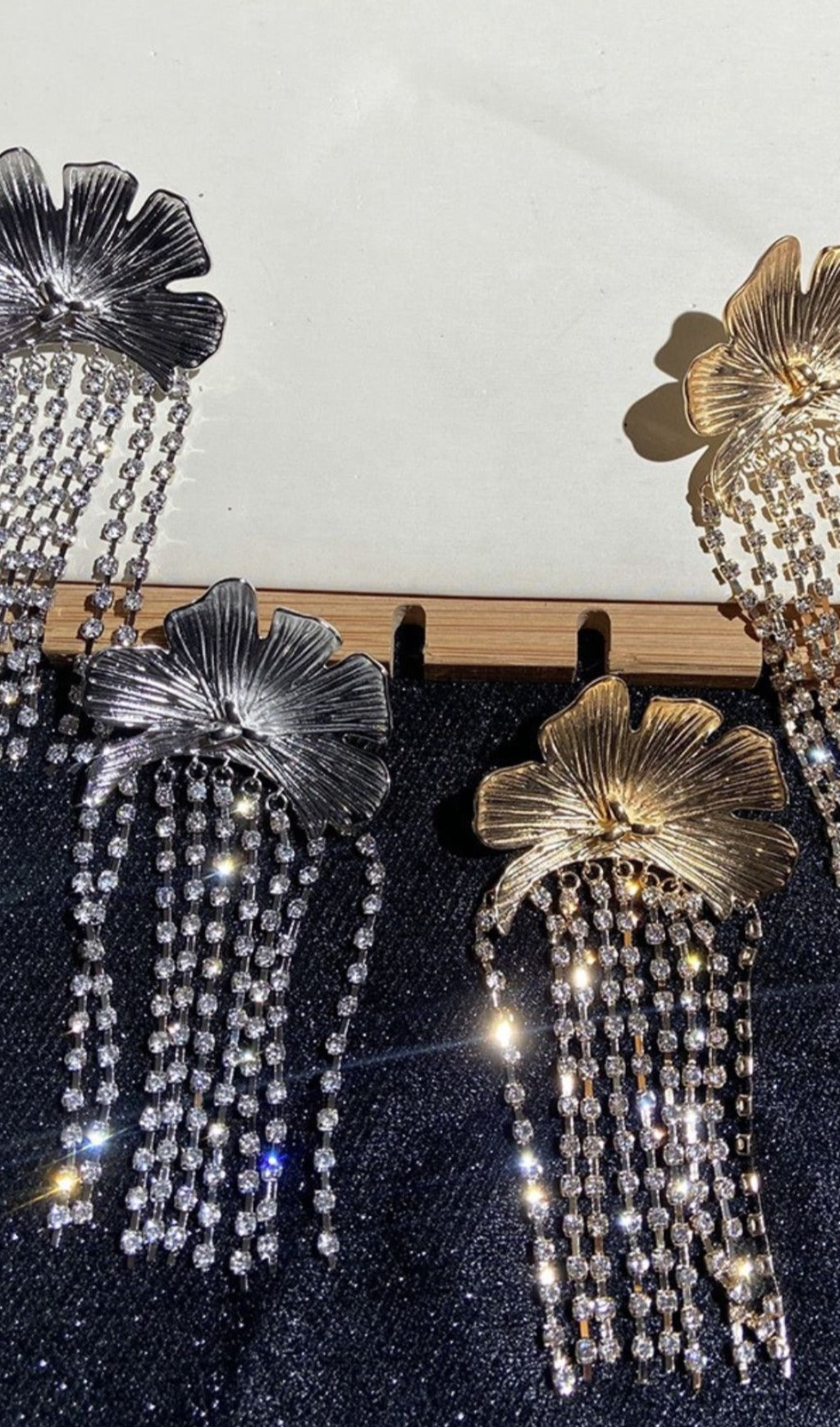 Flower Crystal Fringe Earrings