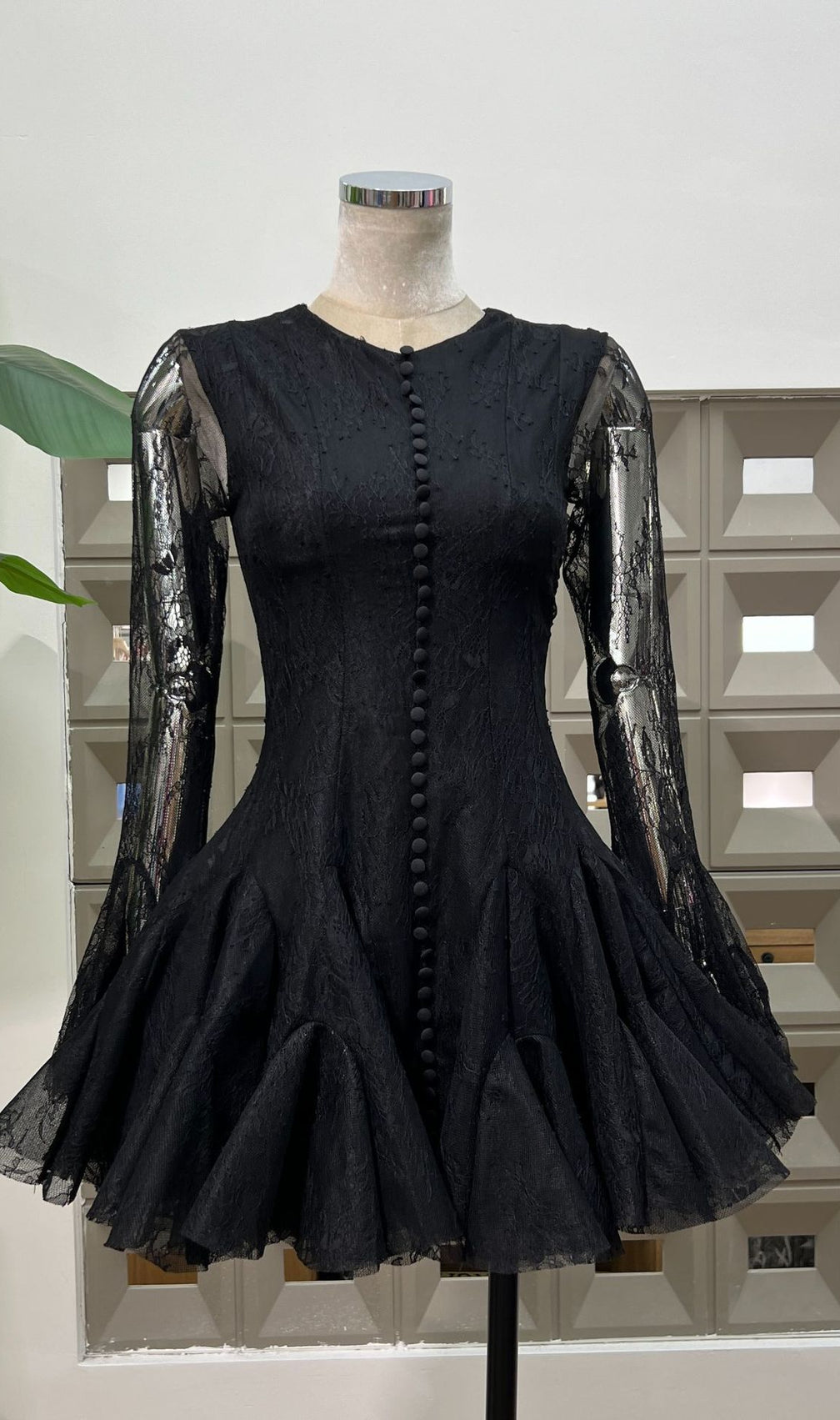 Ina Black Lace Mini Dress - Elegant Long Sleeve Cocktail Dress