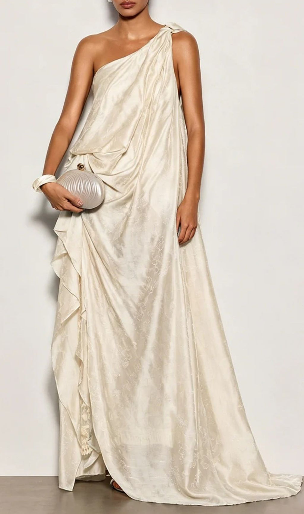 Czelaw One Shoulder Lace Maxi Dress