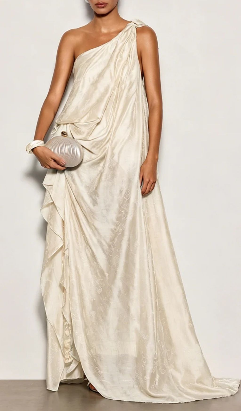 Czelaw One Shoulder Lace Maxi Dress
