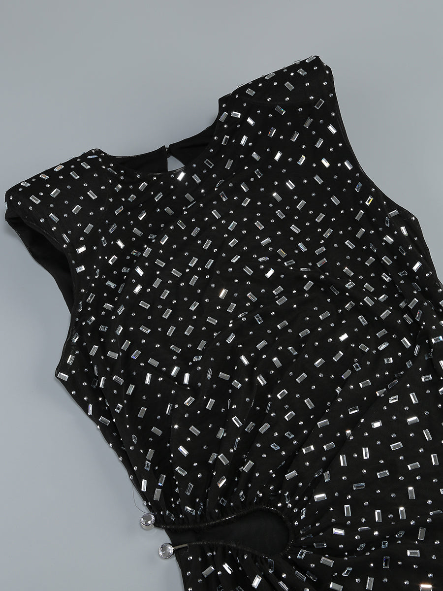 Dafina Black Crystal Maxi Dress