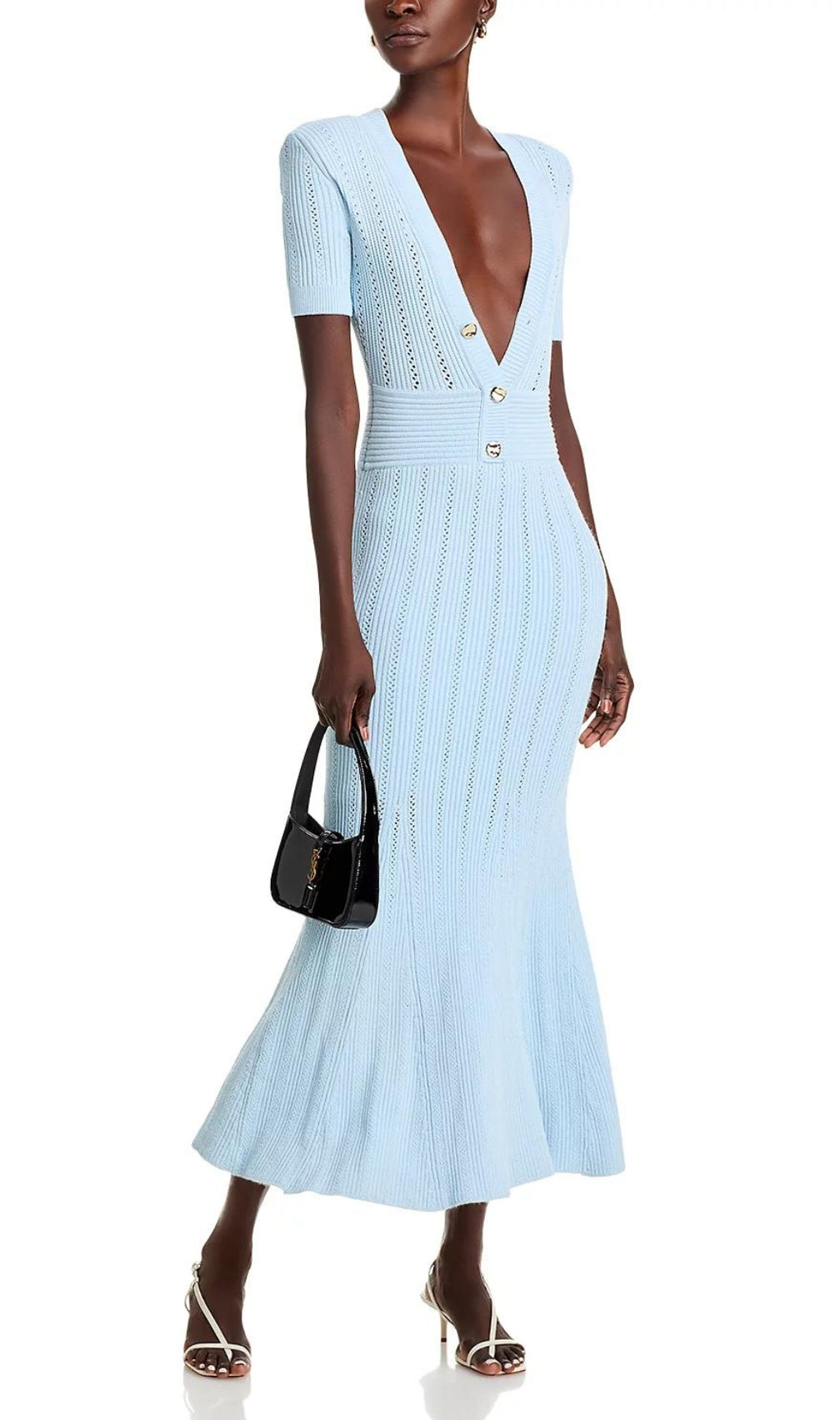 Bala Blue Pointelle Midi Dress