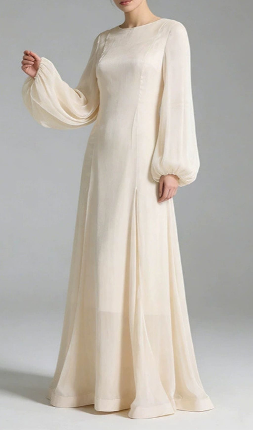 Keren Champagne Long Sleeve Maxi Dress - Elegant Formal Gown