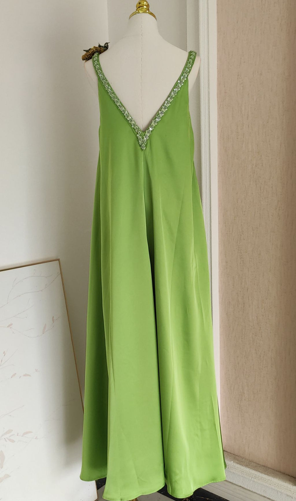 Inge Radiant Yellow Halter Maxi Dress with 3D Floral Appliques - Chic Flowy Gown